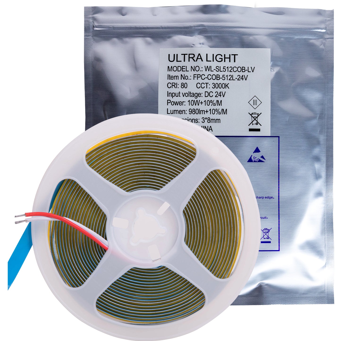 Ultralight LED Strip Light 5M 24V - Flexible & Easy Installation (FPC-COB-512L)