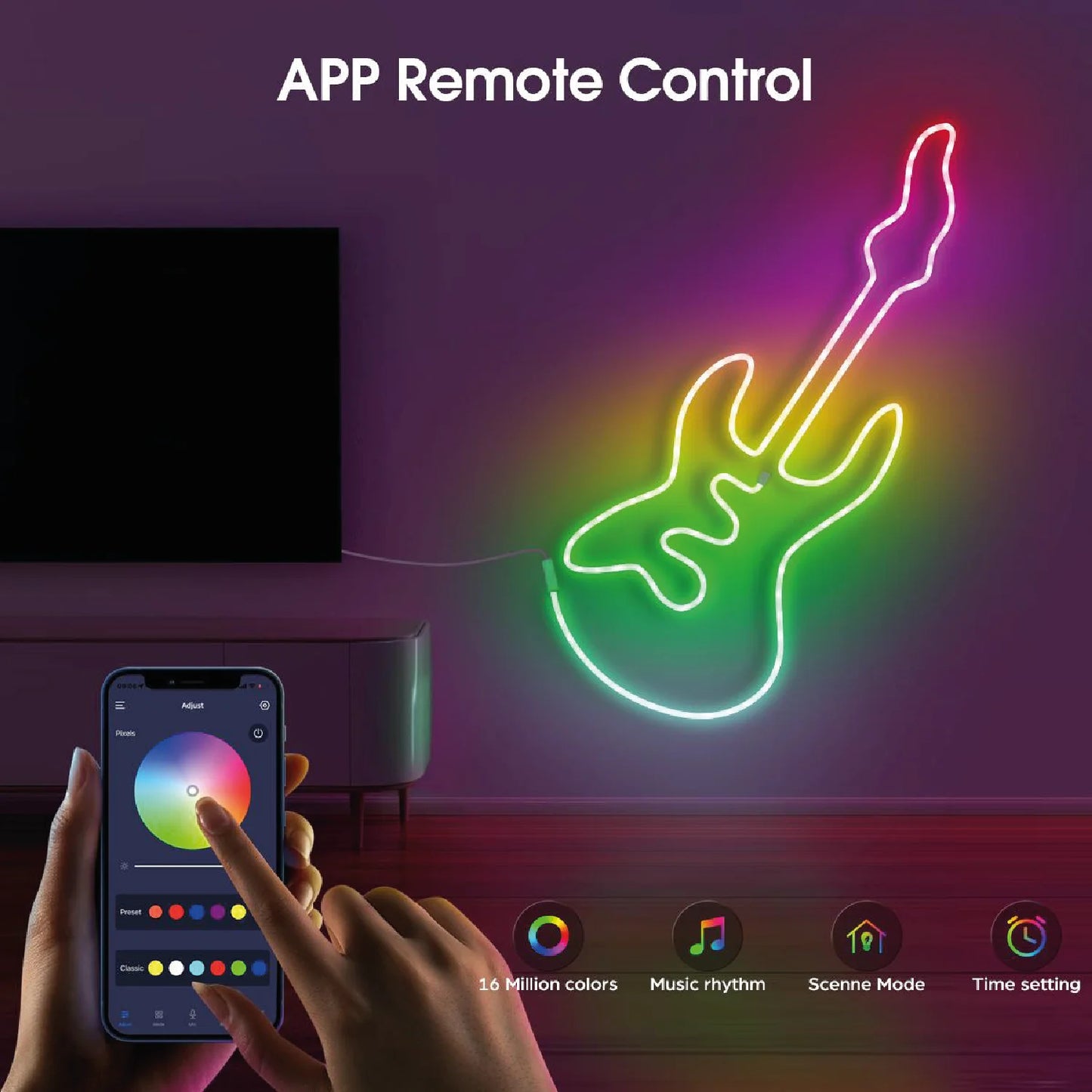 Ultralight USB Neon LED Strip Light with Music Sync & Smart Control – 5M (RGB Flex Light)
