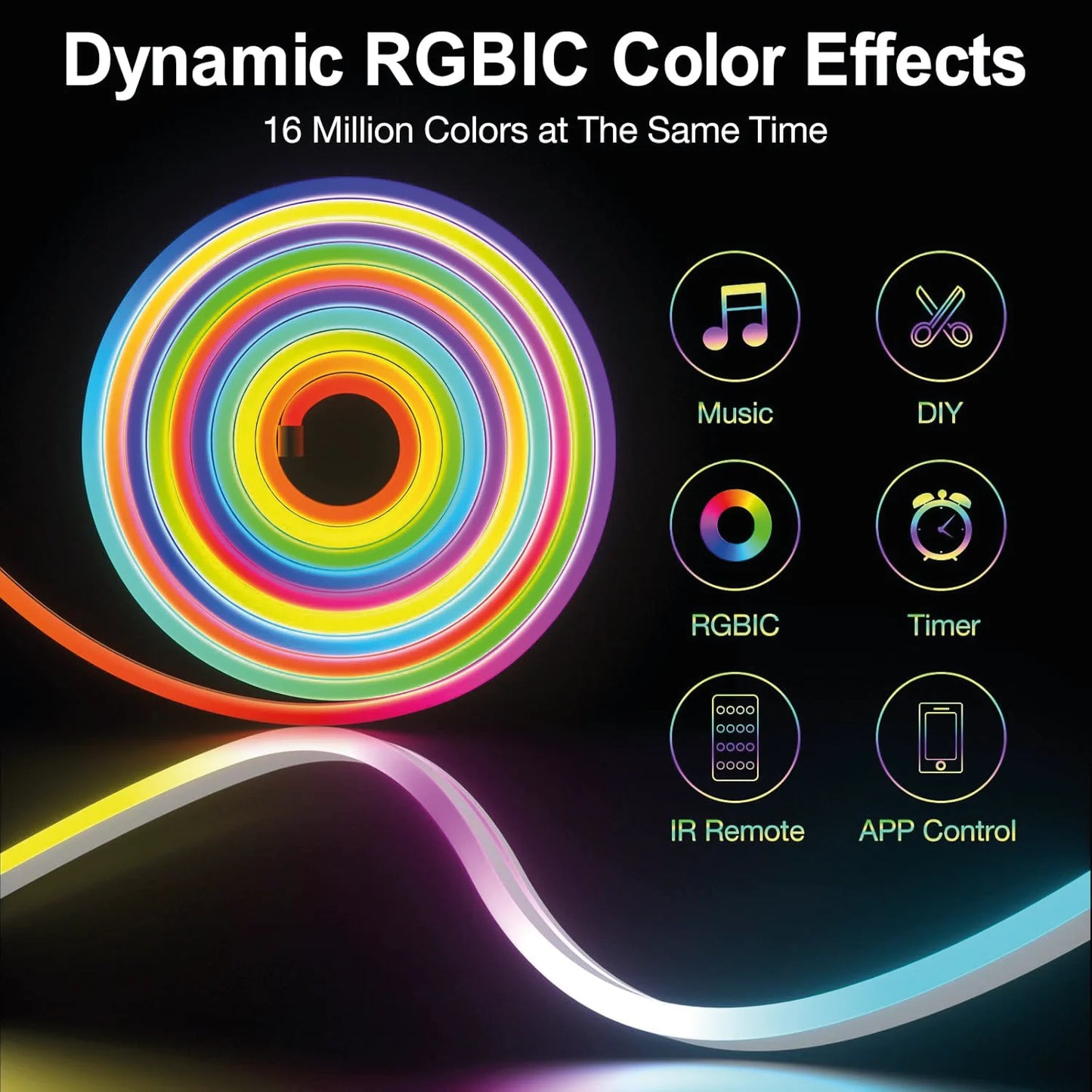 Ultralight USB Neon LED Strip Light with Music Sync & Smart Control – 5M (RGB Flex Light)