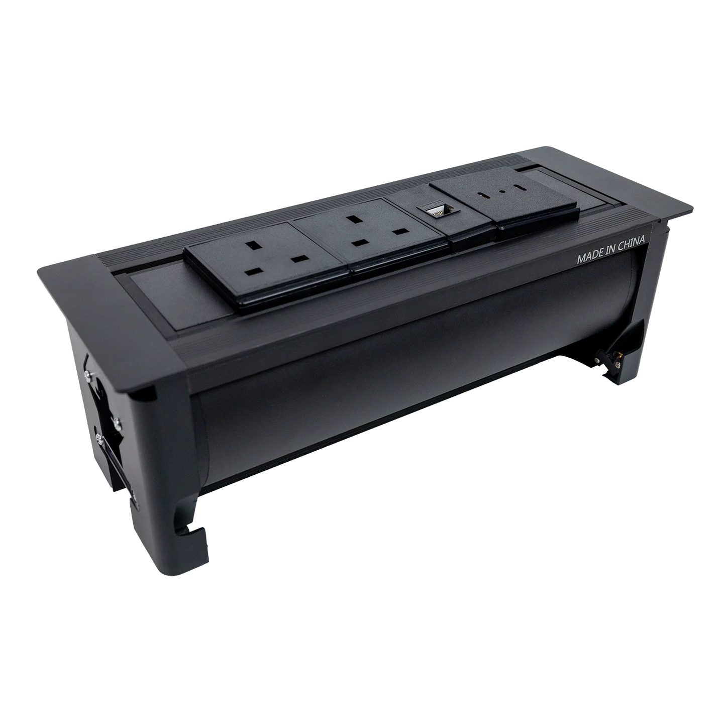 Ultralight Hidden Electric Desktop Socket | Manual Flip-Up Table Box (STS-256)