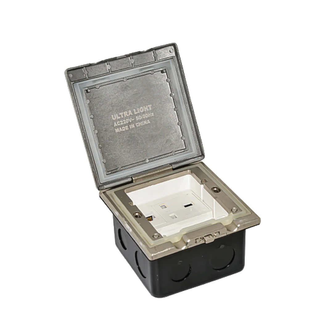 Socket Floor Box (YD-55) – Recessed Aluminum Socket With Single Switch, IP44