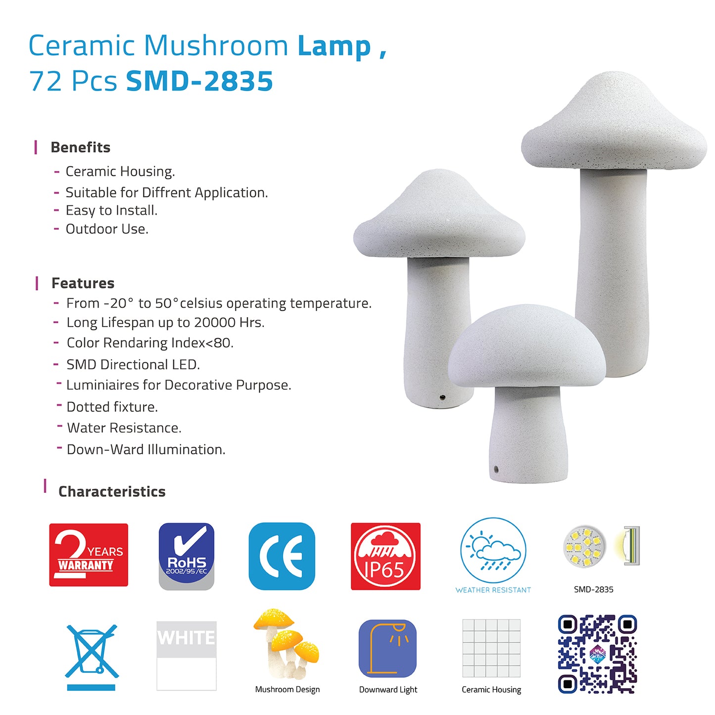 Ultralight LED Post Light - Bollards Mushroom Lamp 15W (LVY-0602)