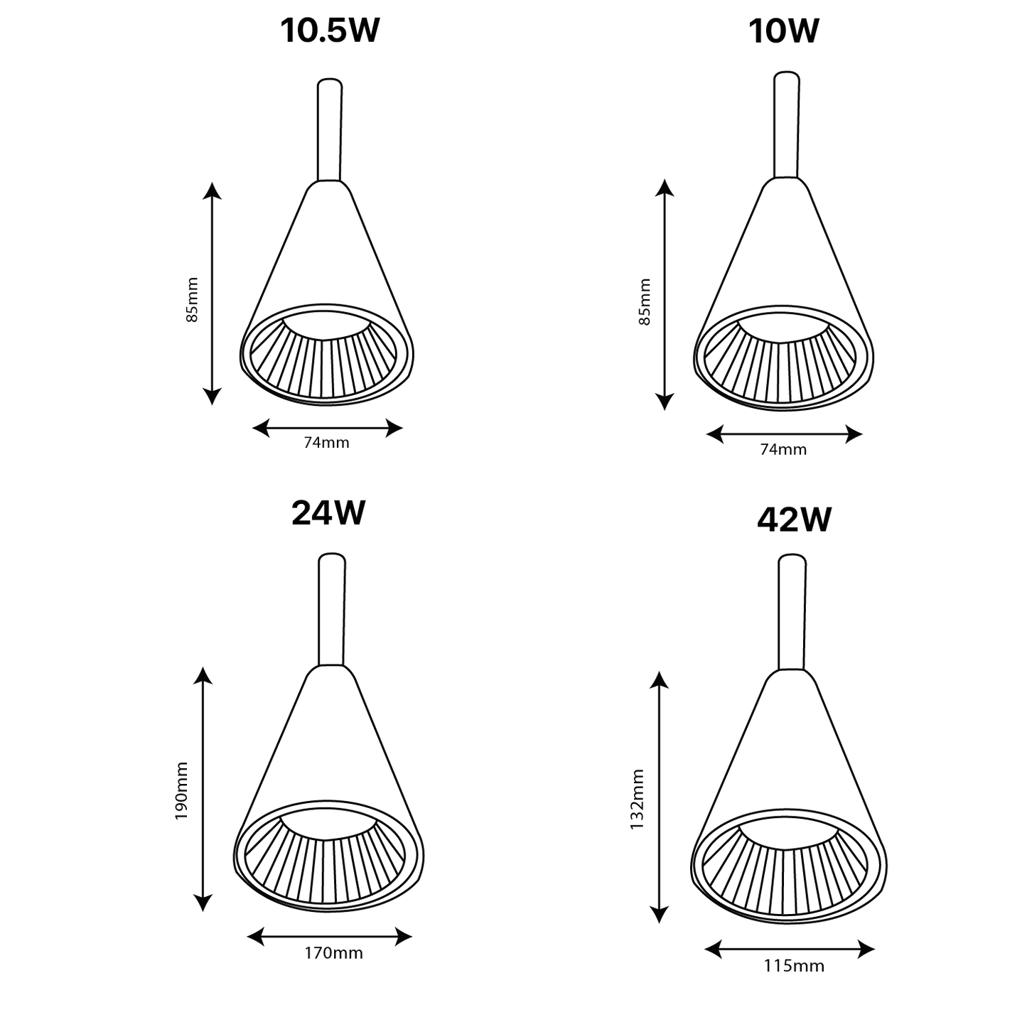 Ultralight Indoor Cone Pendant Light (BR6021)