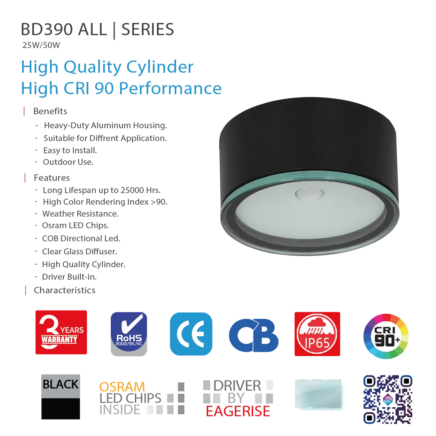 Ultralight Outdoor LED Surface Mounted IP65 (BD390)