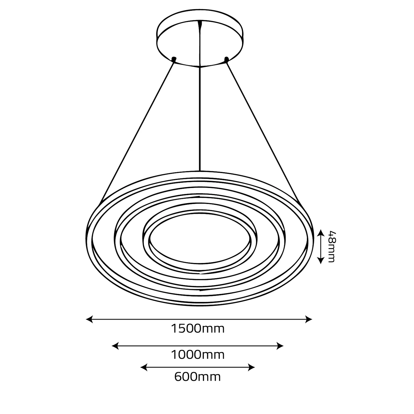 LED Pendant Light (BR4822) – 3-in-1 Suspended Modern Chandelier with Silicon Ring Diffuser