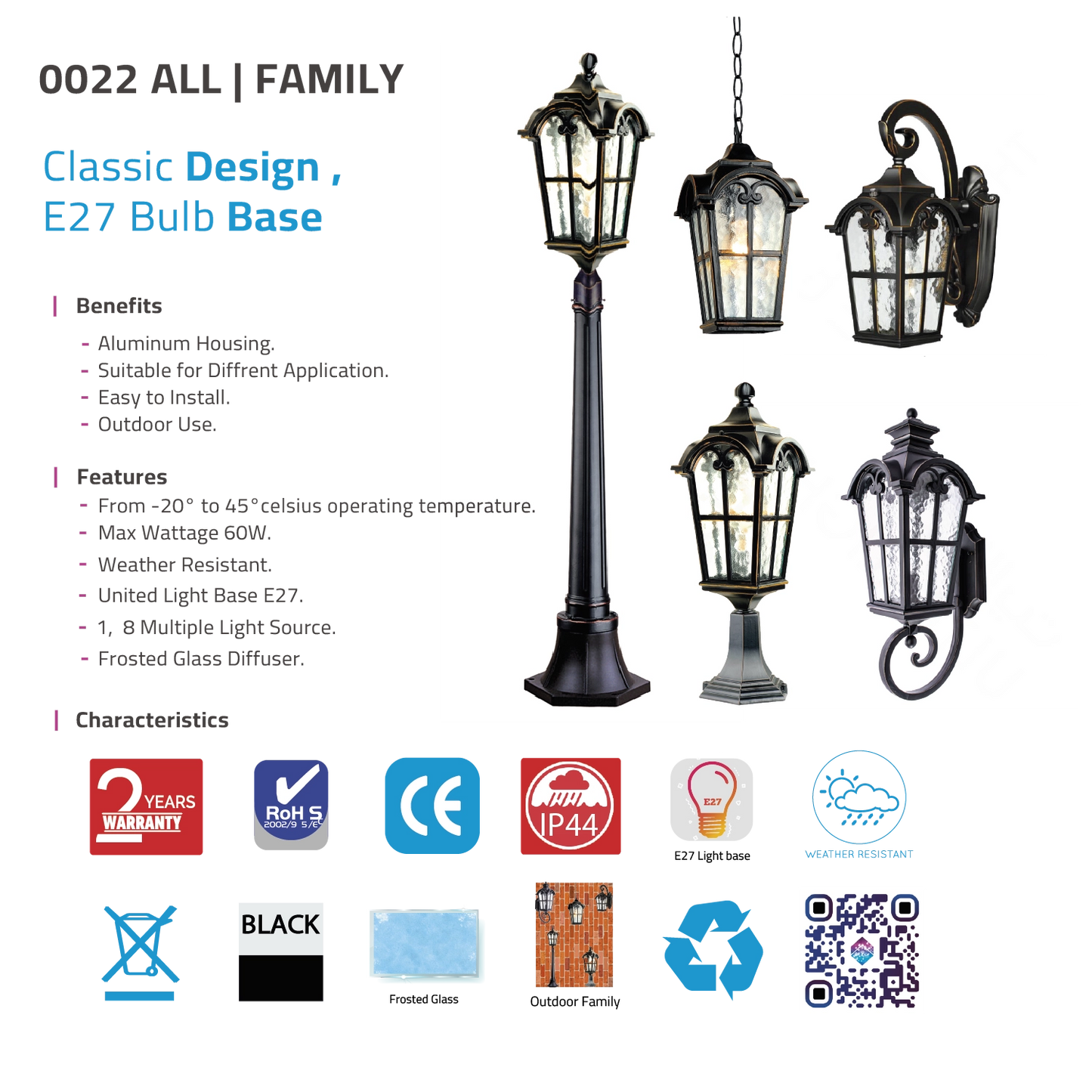 Ultra Light E27 Outdoor Classic Light – Elegant Outdoor Lighting (0022-FAMILY)
