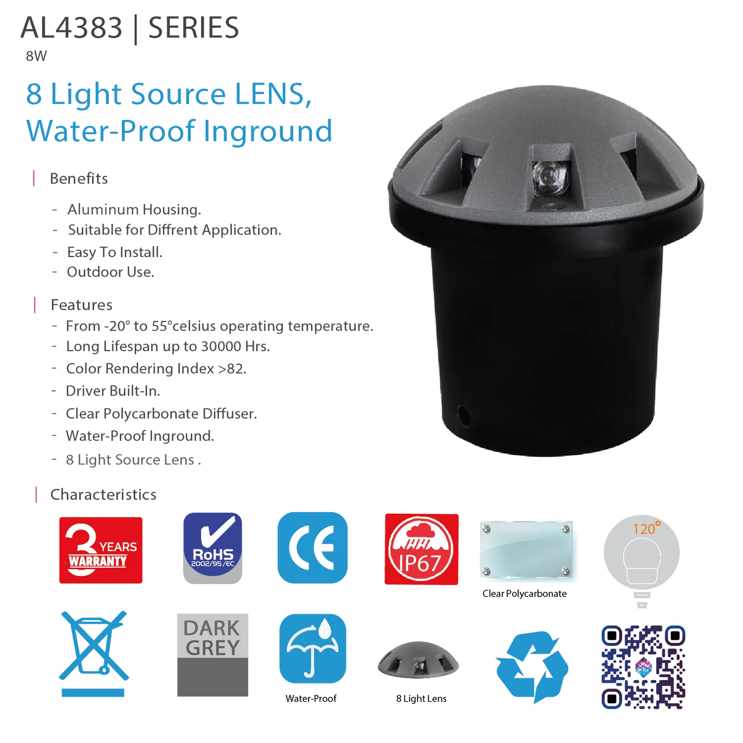 Ultralight LED Inground Light – Waterproof Outdoor Ground Light (AL4383)