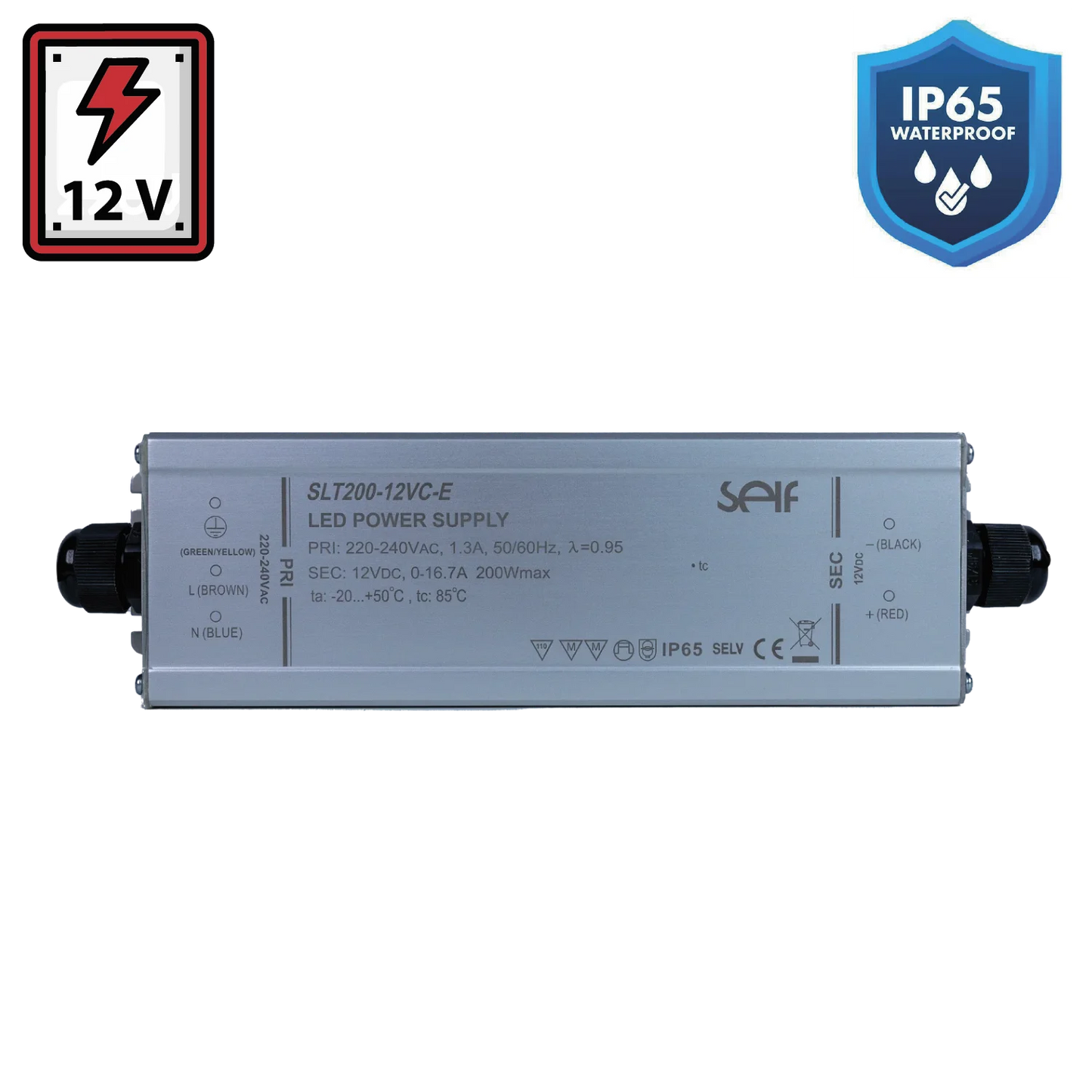 Ultralight Power Supply 12V 200W IP65 (SLT200)