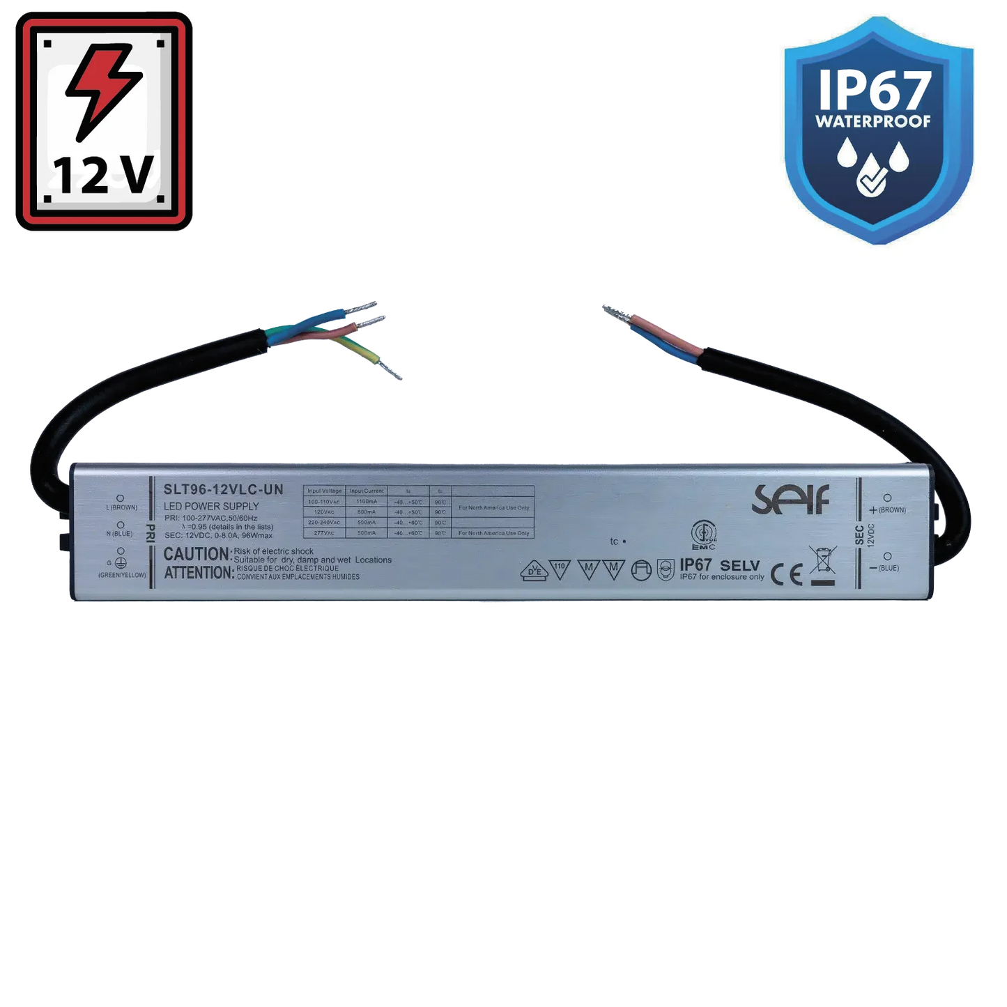 Ultralight Power Supply 12V 96W IP67 (SLT96)