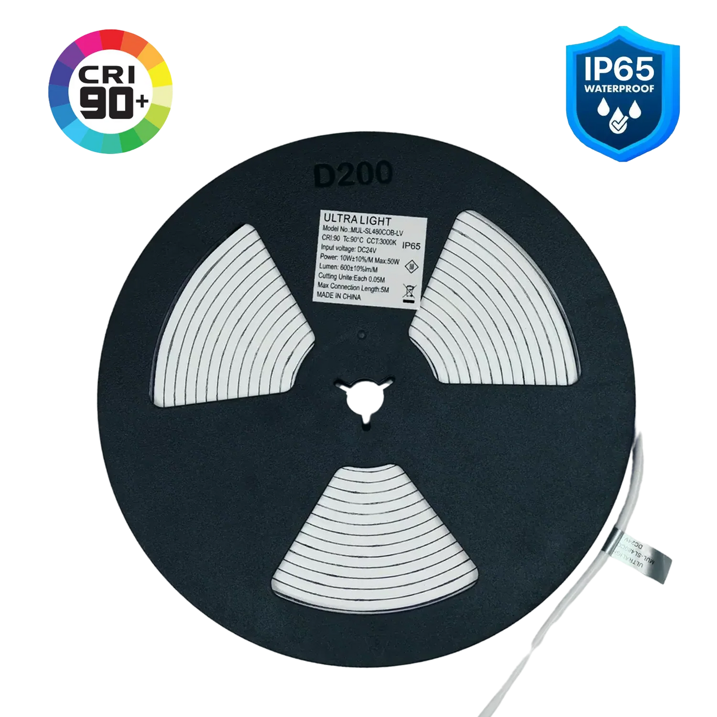Ultra Light Waterproof COB LED Strip Light 10W/m - 5 Meter (COB-480P)