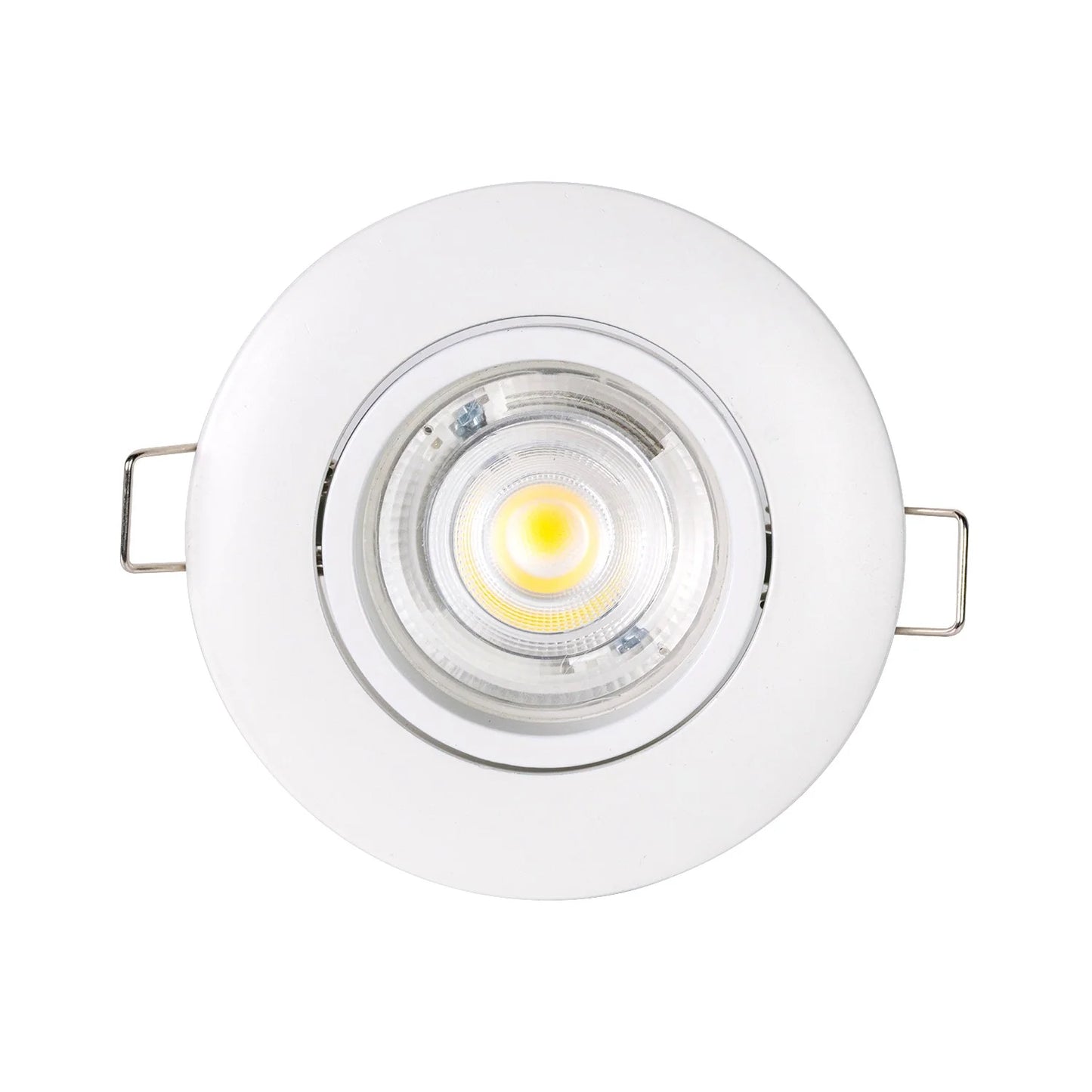 White recessed ceiling light on a white background