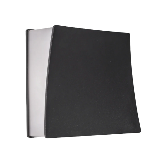 Black and silver rectangular object on a white background