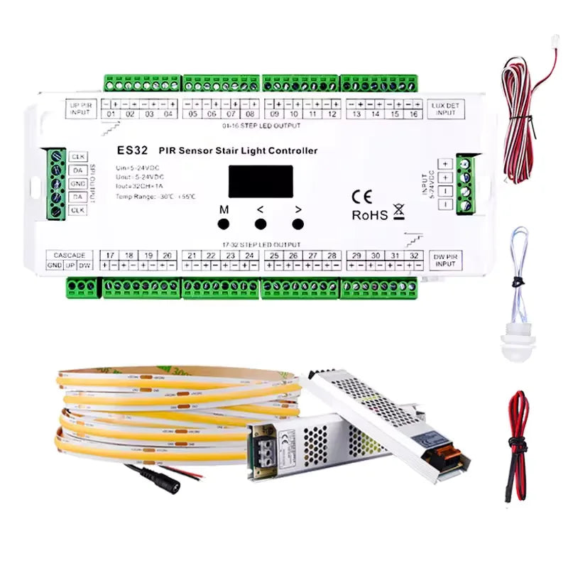 PIR Sensor Stair Light Controller – 32-Step Intelligent Motion Sensor (ES32)