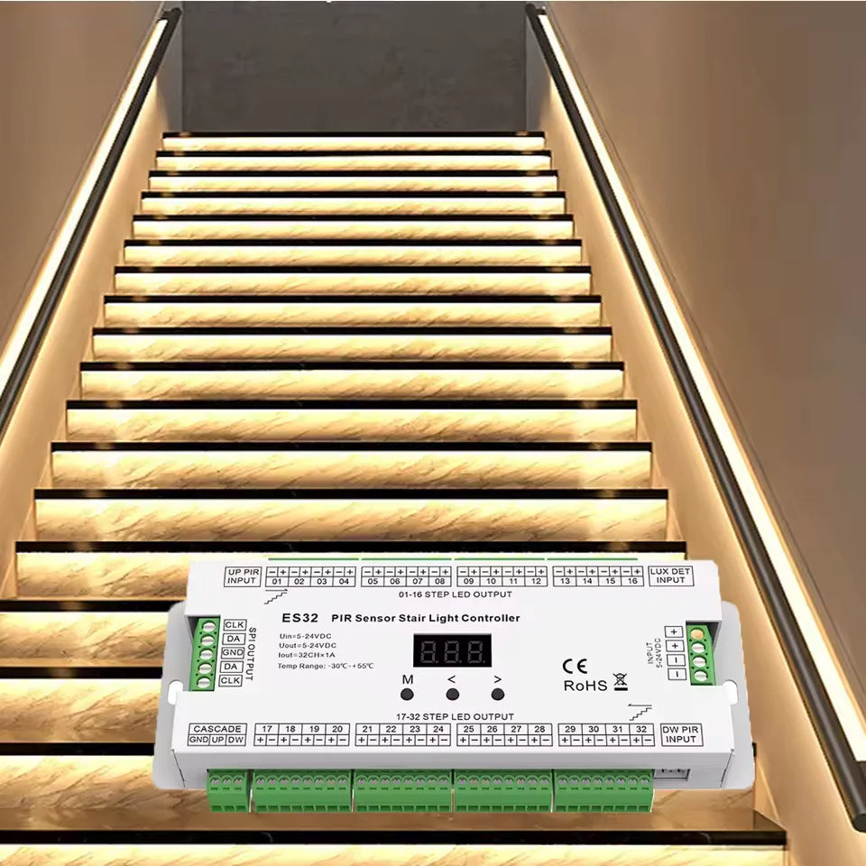 PIR Sensor Stair Light Controller – 32-Step Intelligent Motion Sensor (ES32)