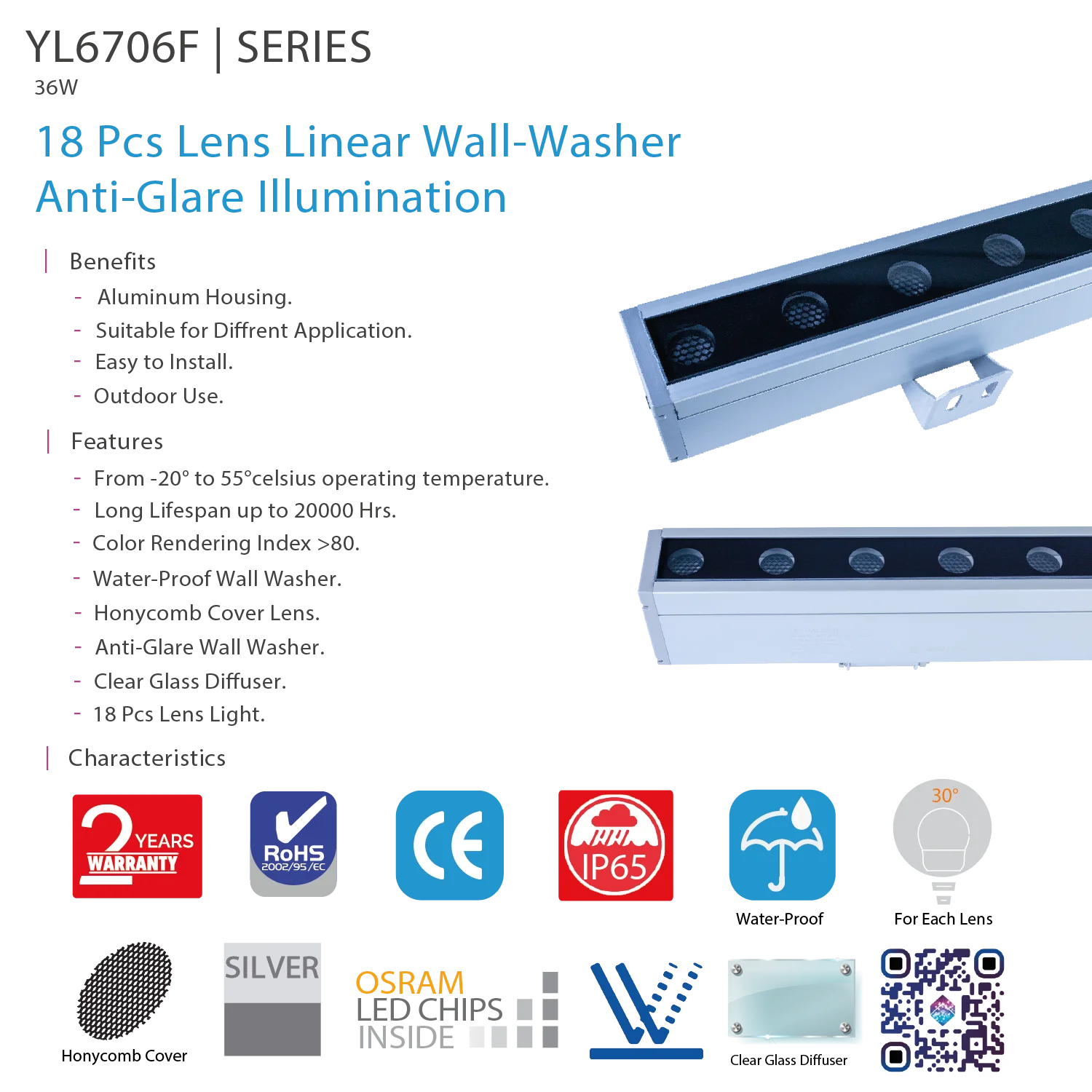 Ultra Light LED Wall Washer (YL6706F) – 36W Outdoor Light  & IP65 Waterproof Rating