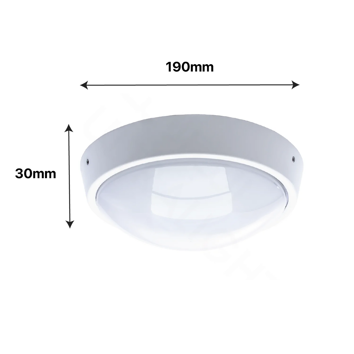 Ceiling light fixture with dimensions labeled on a white background
