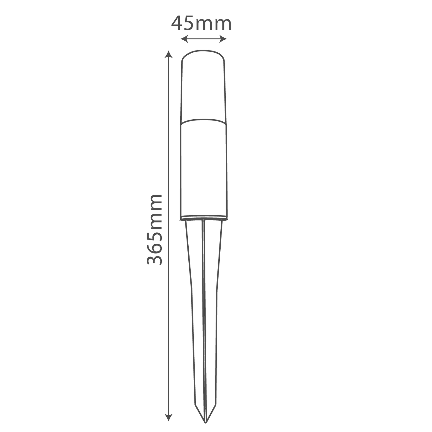 Measurement diagram of a cylindrical object with dimensions labeled.