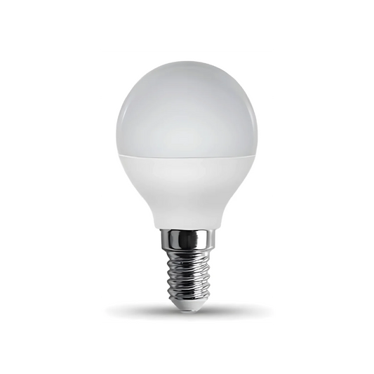 A single LED bulb with E14 base, predominantly white in color.