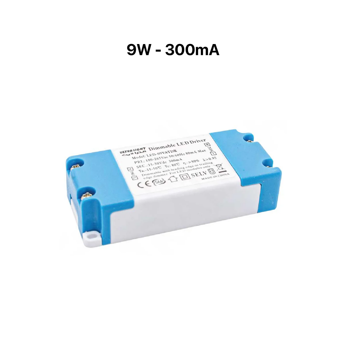 Rectangular electronic component with blue and white design on a white background