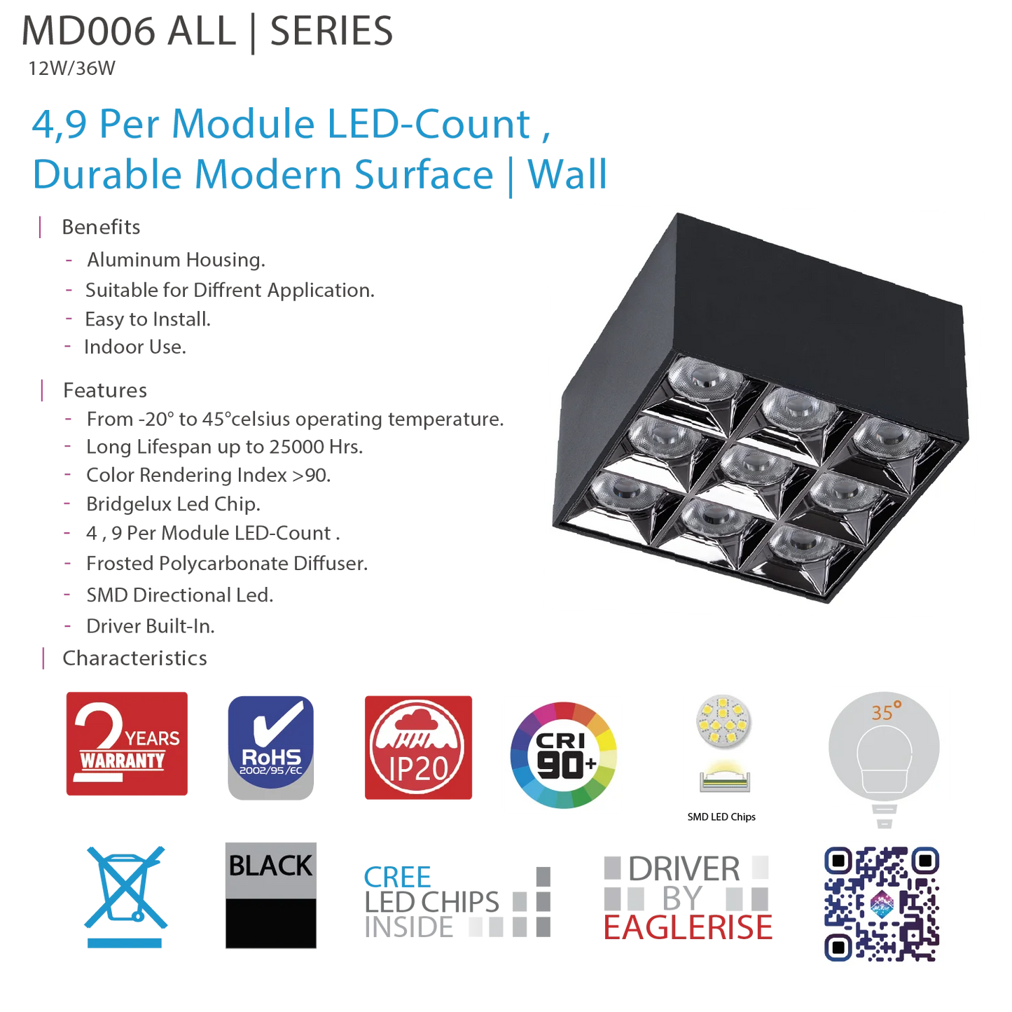 Ultralight Indoor Modern Surface Mounted LED Light CRI>90 (MD006)