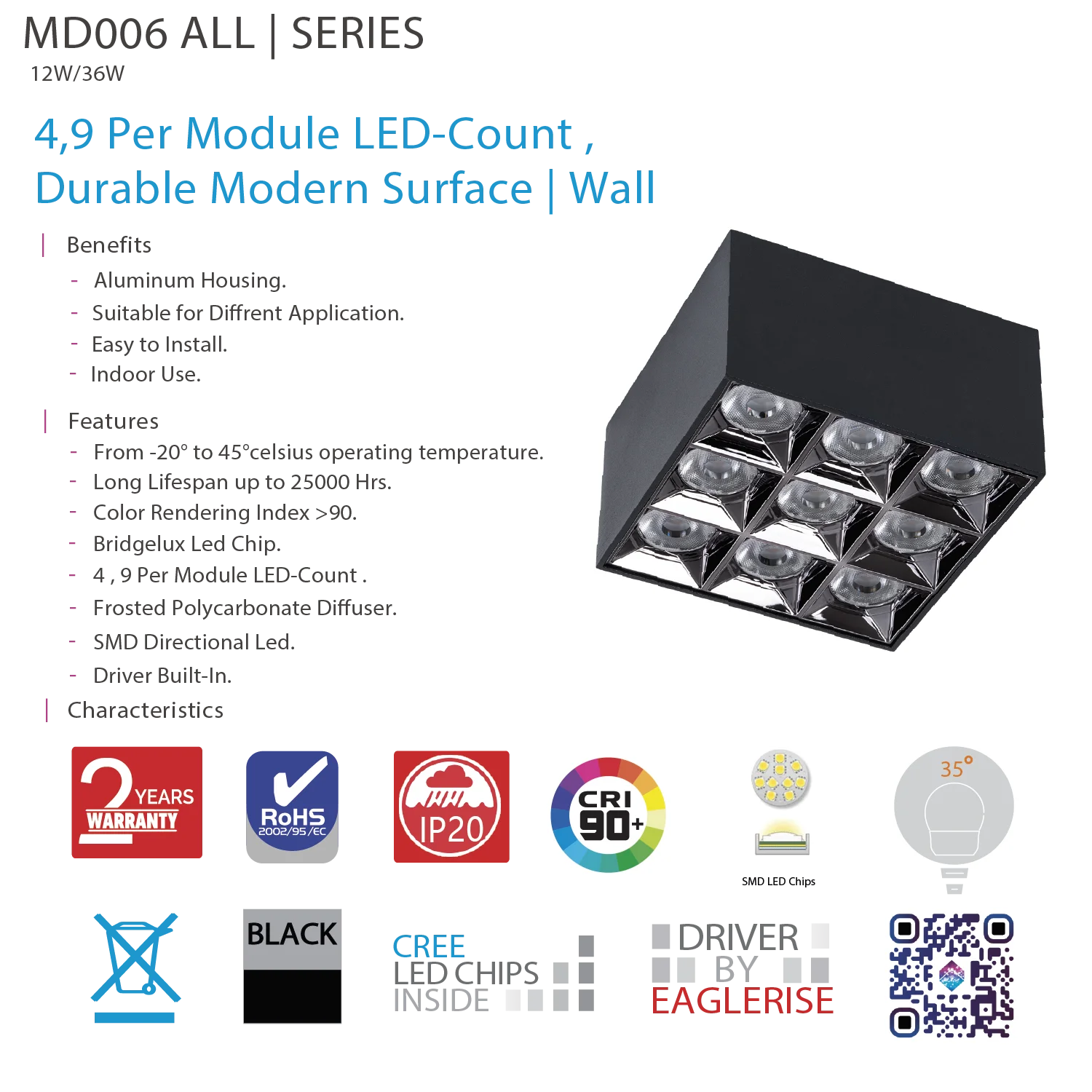 Ultralight Indoor Modern Surface Mounted LED Light CRI>90 (MD006)