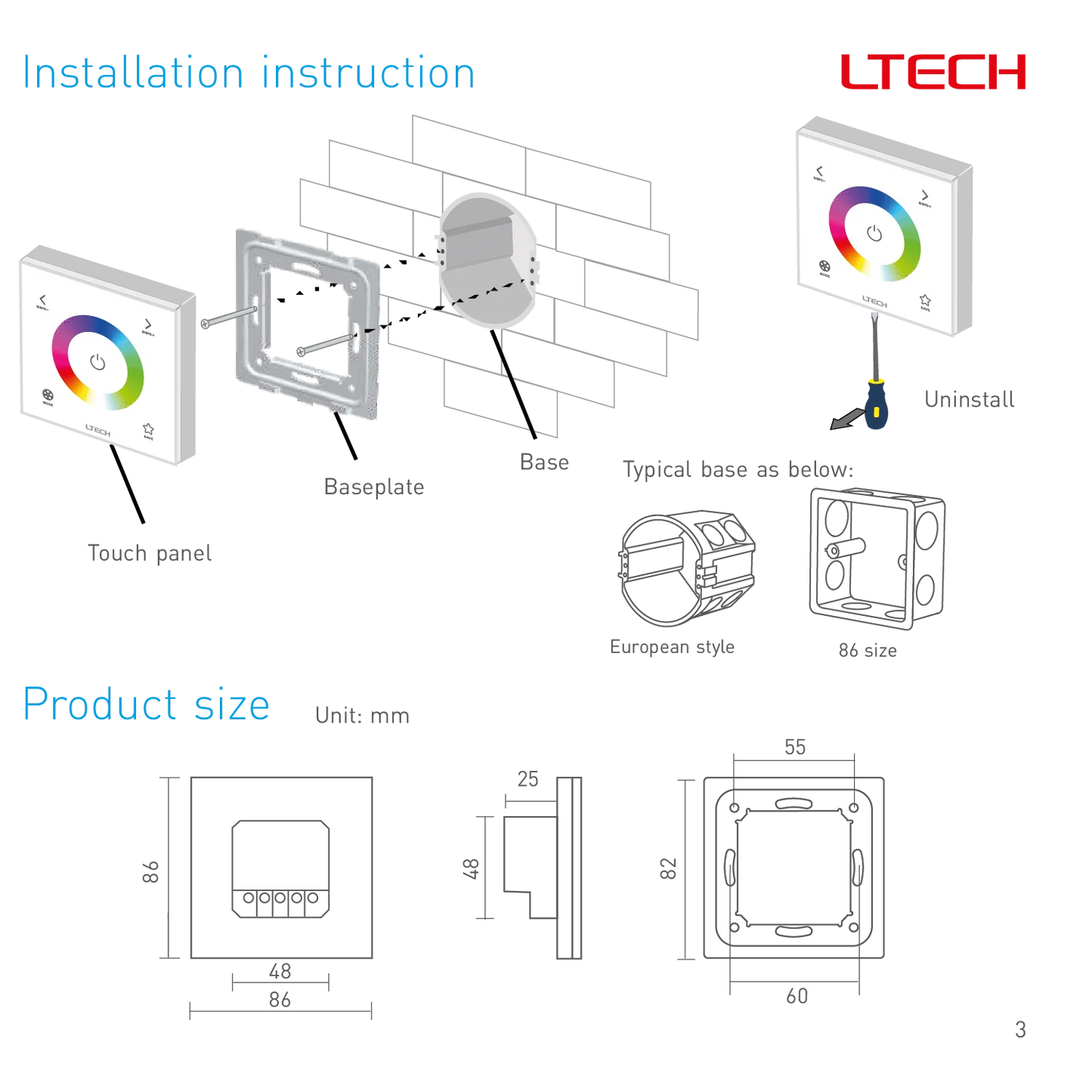 RGB Smart Dimmable Touch Panel (EX3)