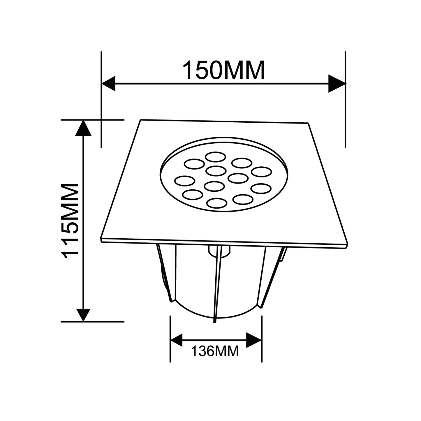 garden square light sizes