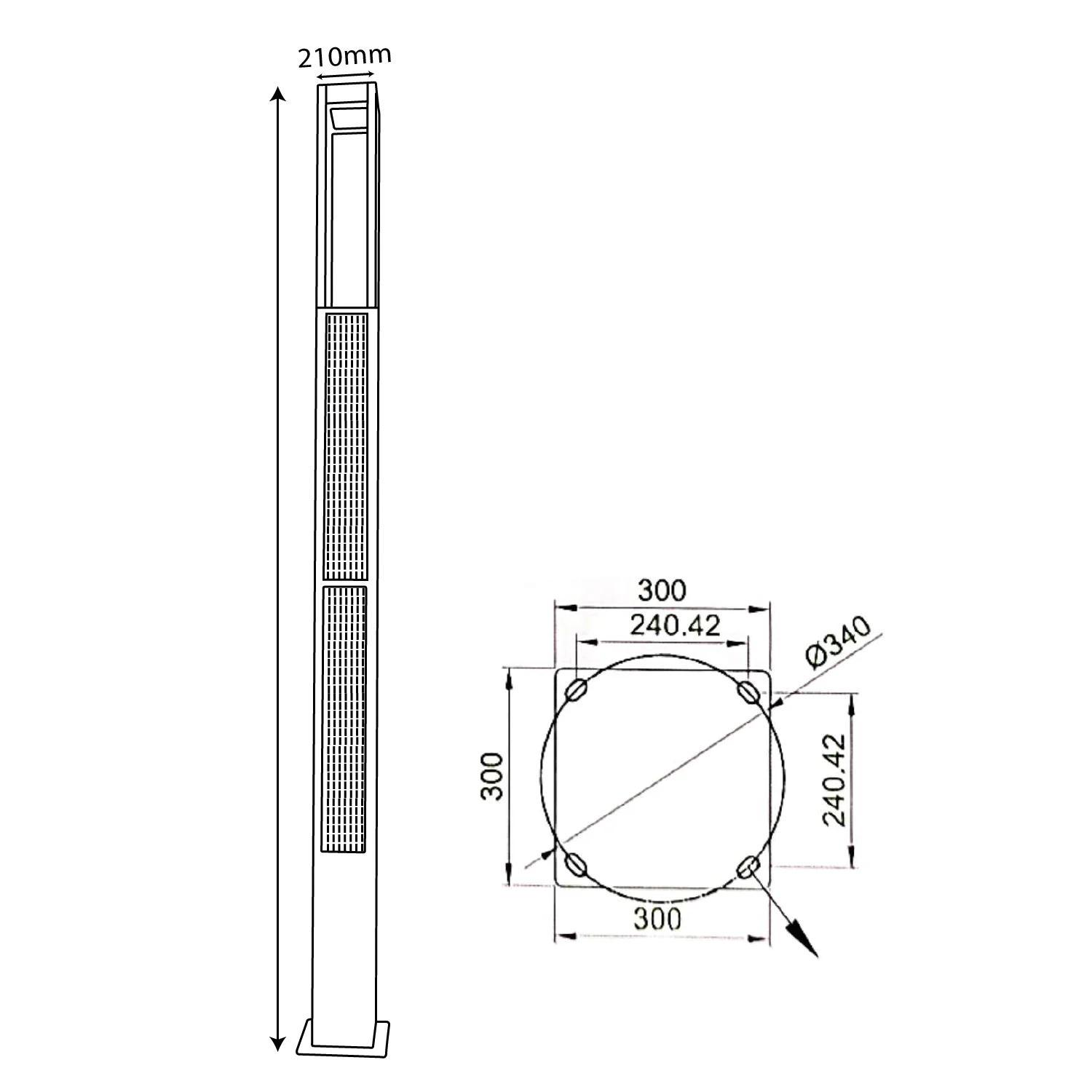 Ultralight Solar Pole Light 4 Meter 32W IP65 (WLZG)