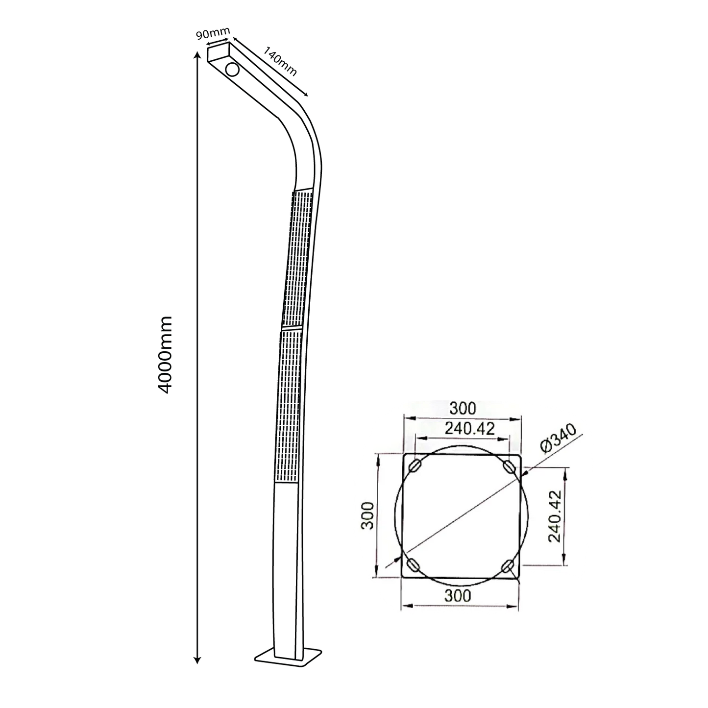 Ultralight Solar Pole Light 4Meter 16W IP65 (WLWQ)