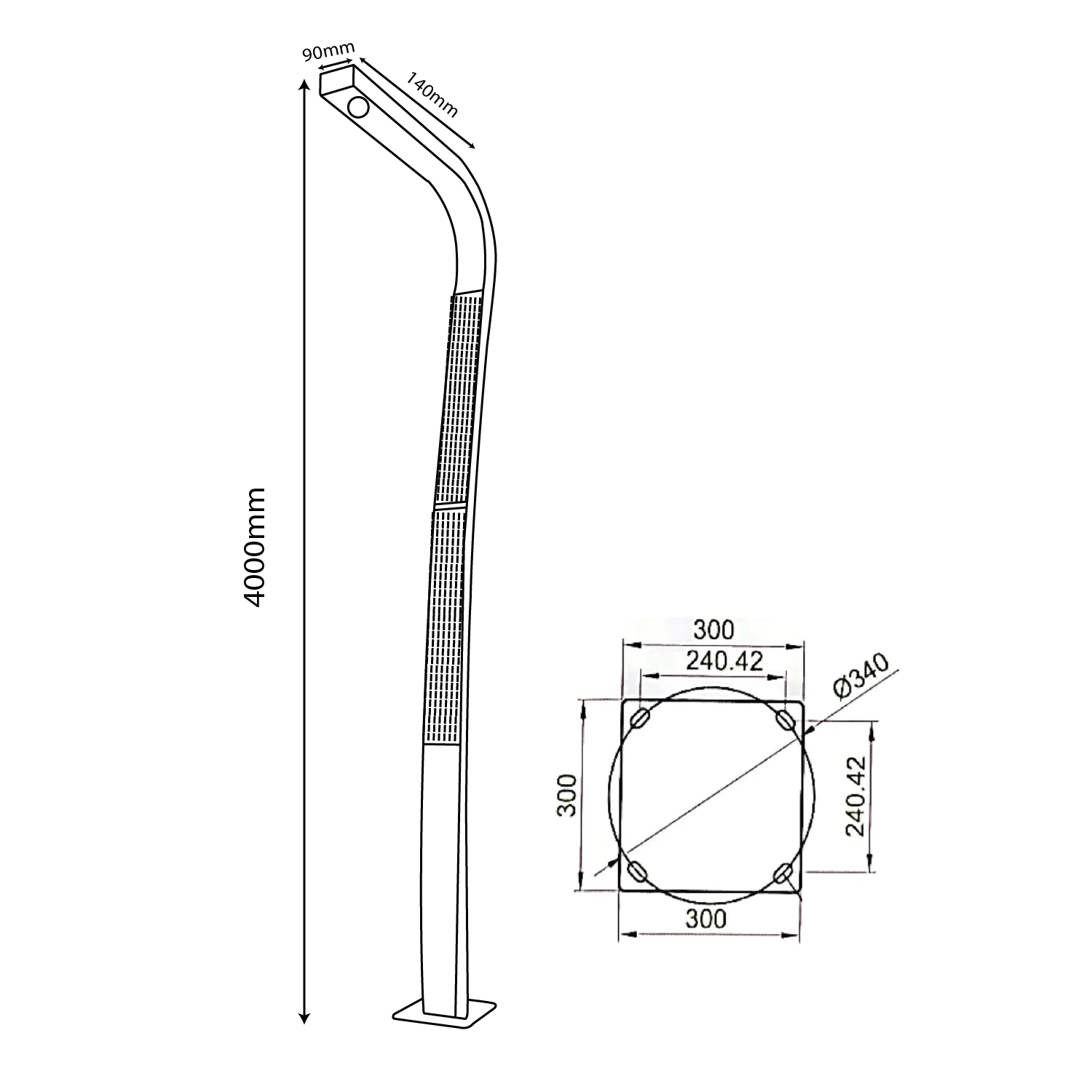 Ultralight Solar Pole Light 4Meter 16W IP65 (WLWQ)