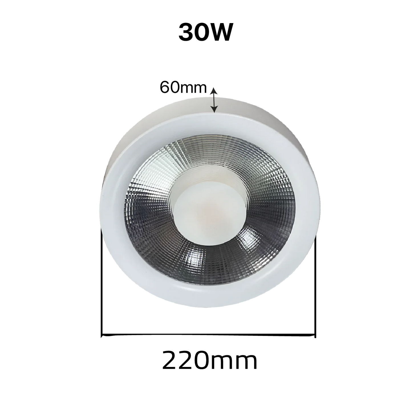 Ceiling light fixture with measurements on a white background