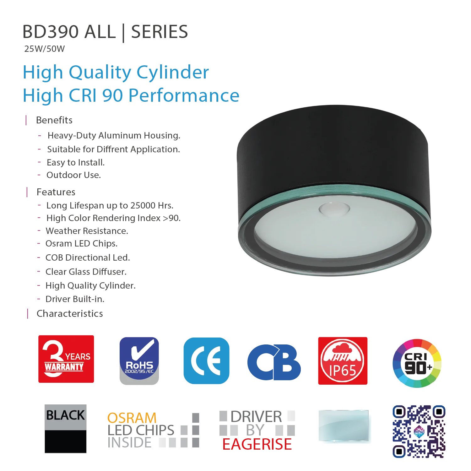 Ultralight Outdoor LED Surface Mounted IP65 (BD390)