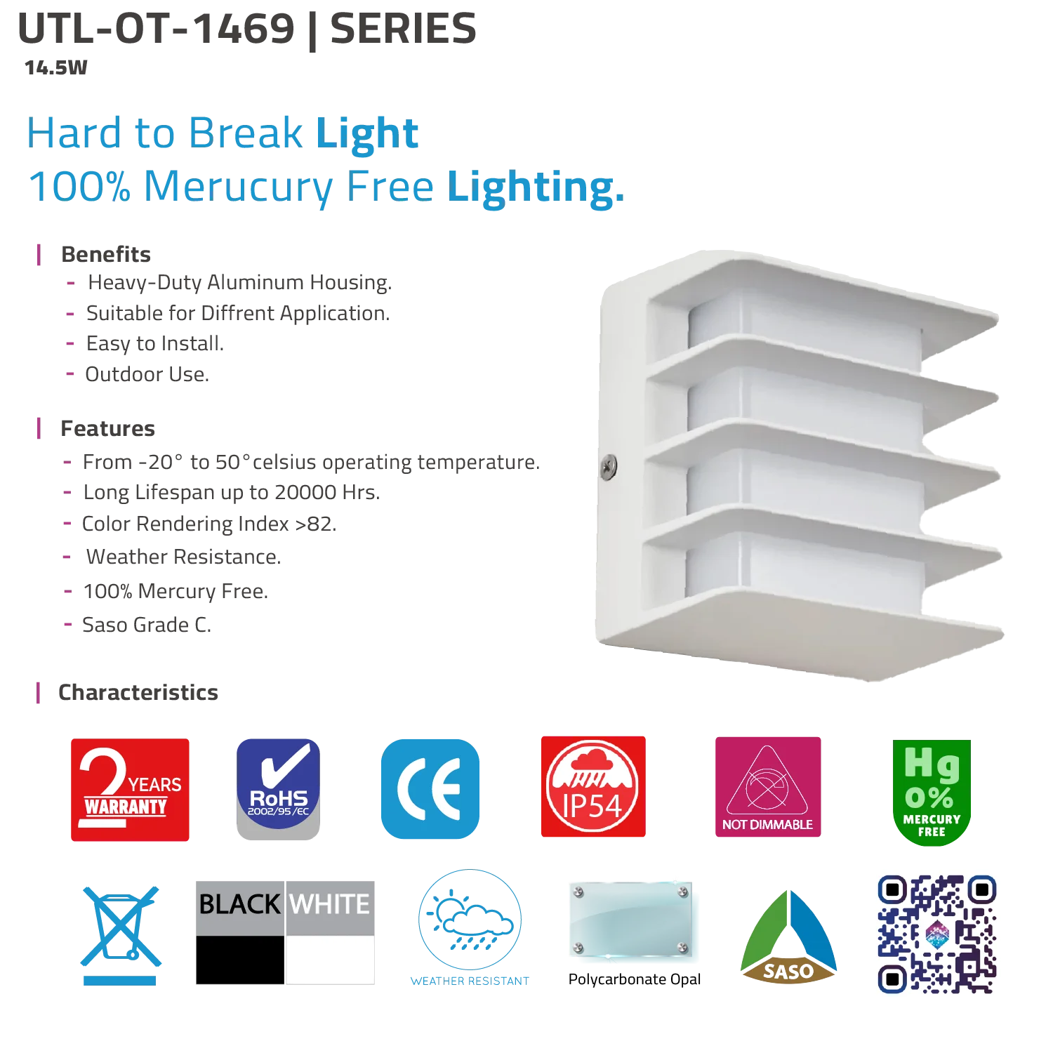 LED WALL LIGHT (UTL-OT-1469) – Modern Outdoor Wall Fixture - IP54 Protection