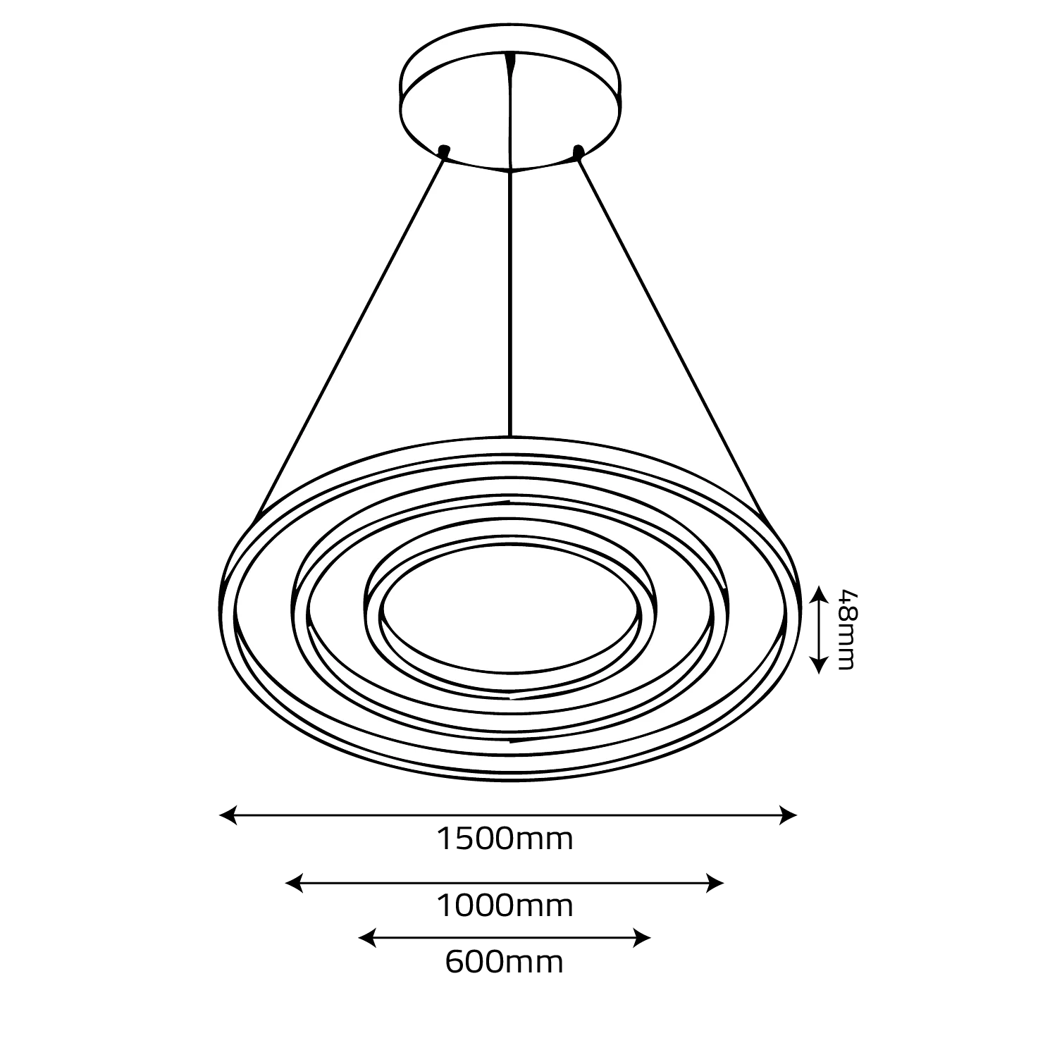 LED Pendant Light (BR4822) – 3-in-1 Suspended Modern Chandelier with Silicon Ring Diffuser
