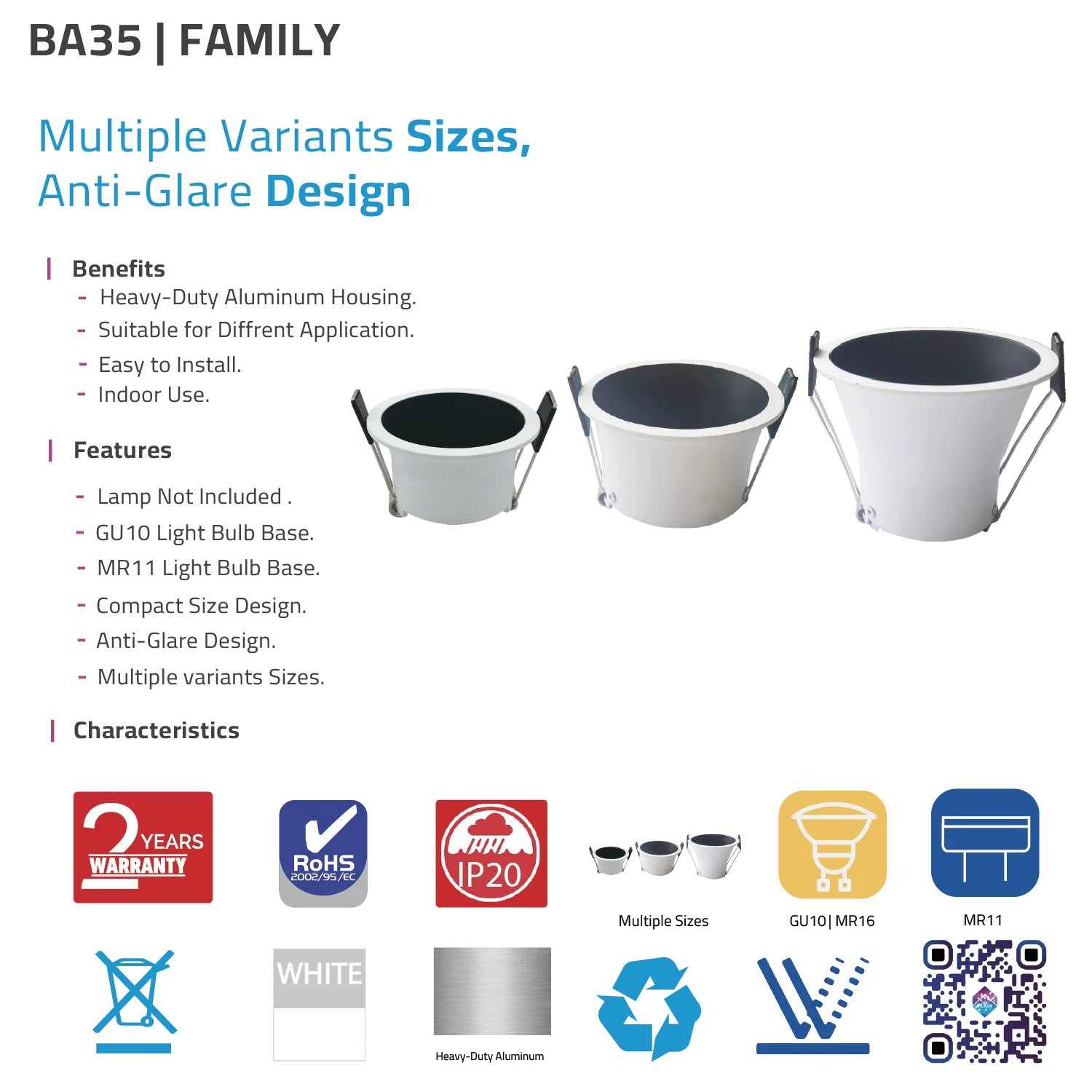 Ultra Light Spot Light Frame – Anti-Glare Design in Multiple Sizes (BA352)