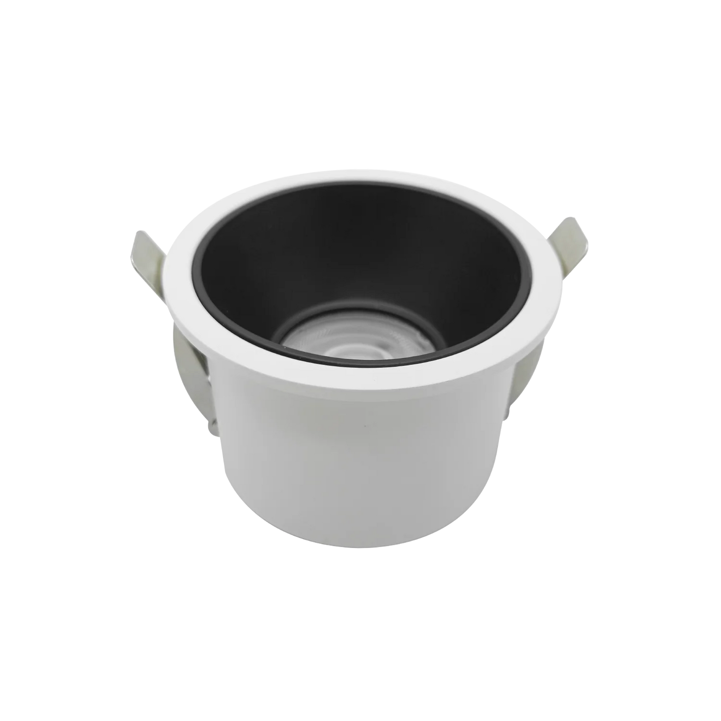 White cup holder with black interior on a white background