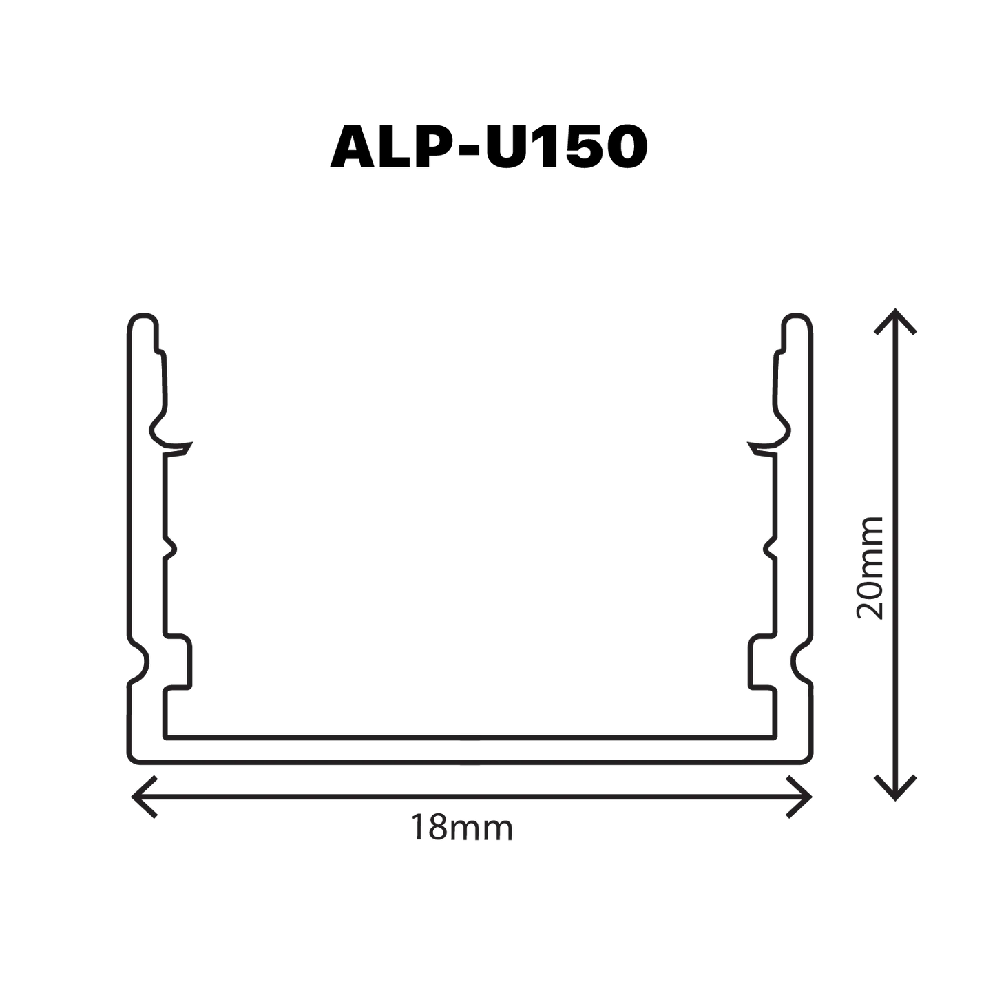 Ultralight Aluminum Profile without cover (ALP-U150)