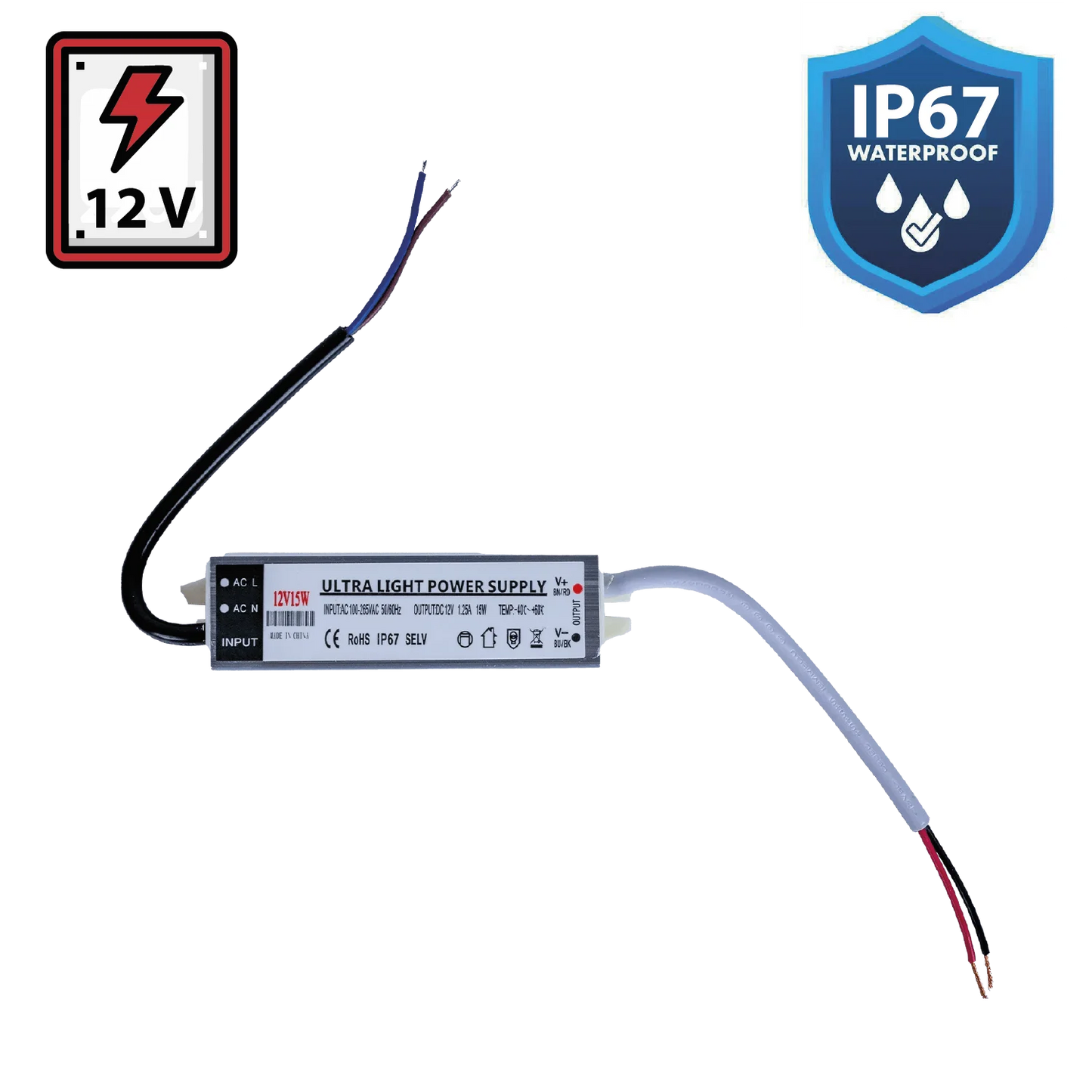 Ultralight Power Supply 12V 15W IP67