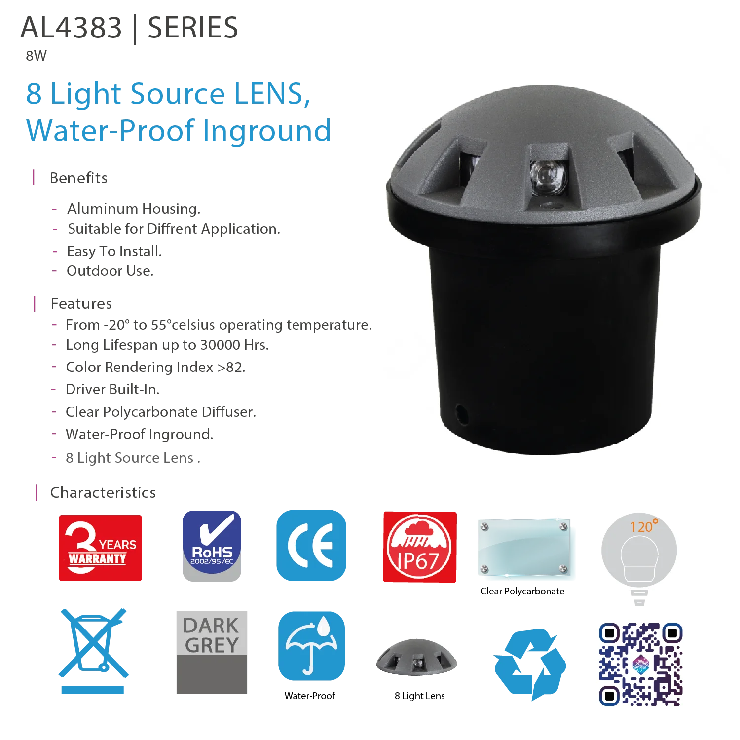 Ultralight LED Inground Light – Waterproof Outdoor Ground Light (AL4383)