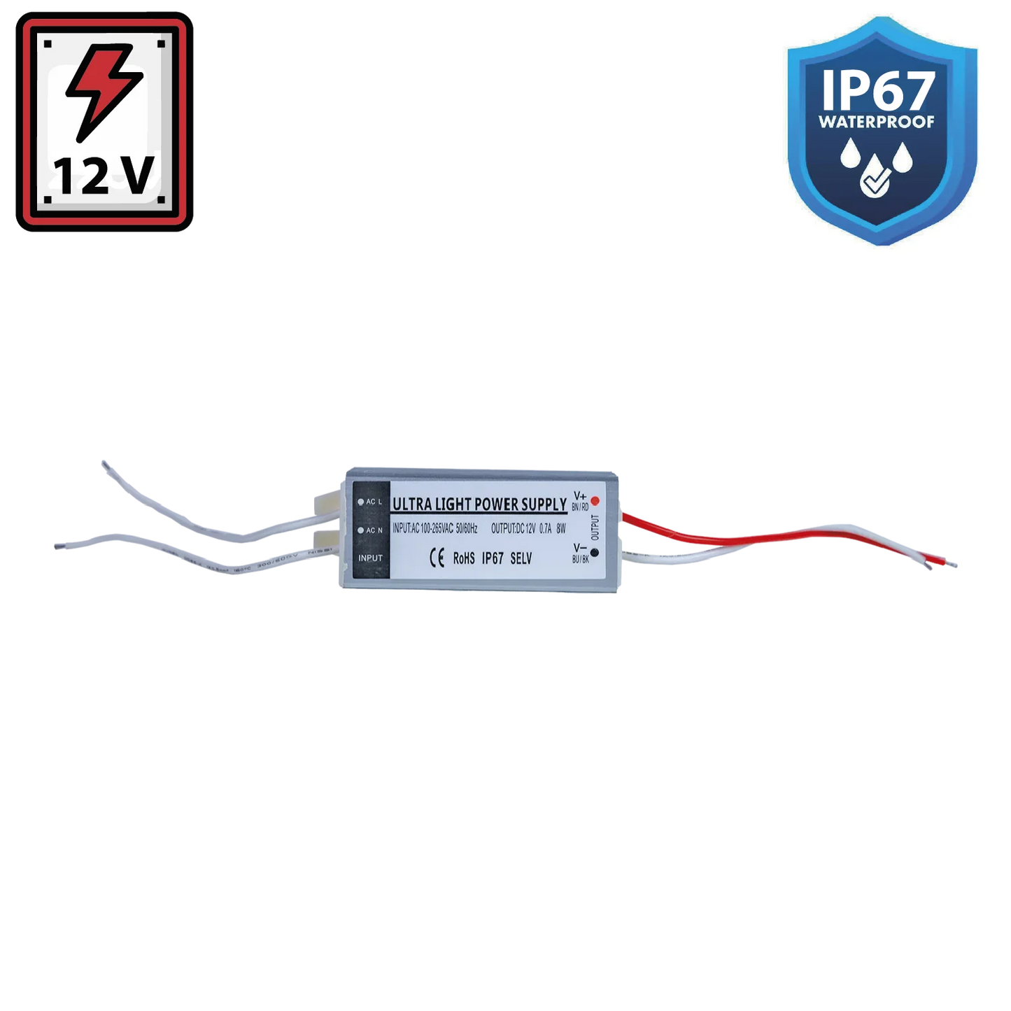 Ultralight Power Supply 12V 8W IP67