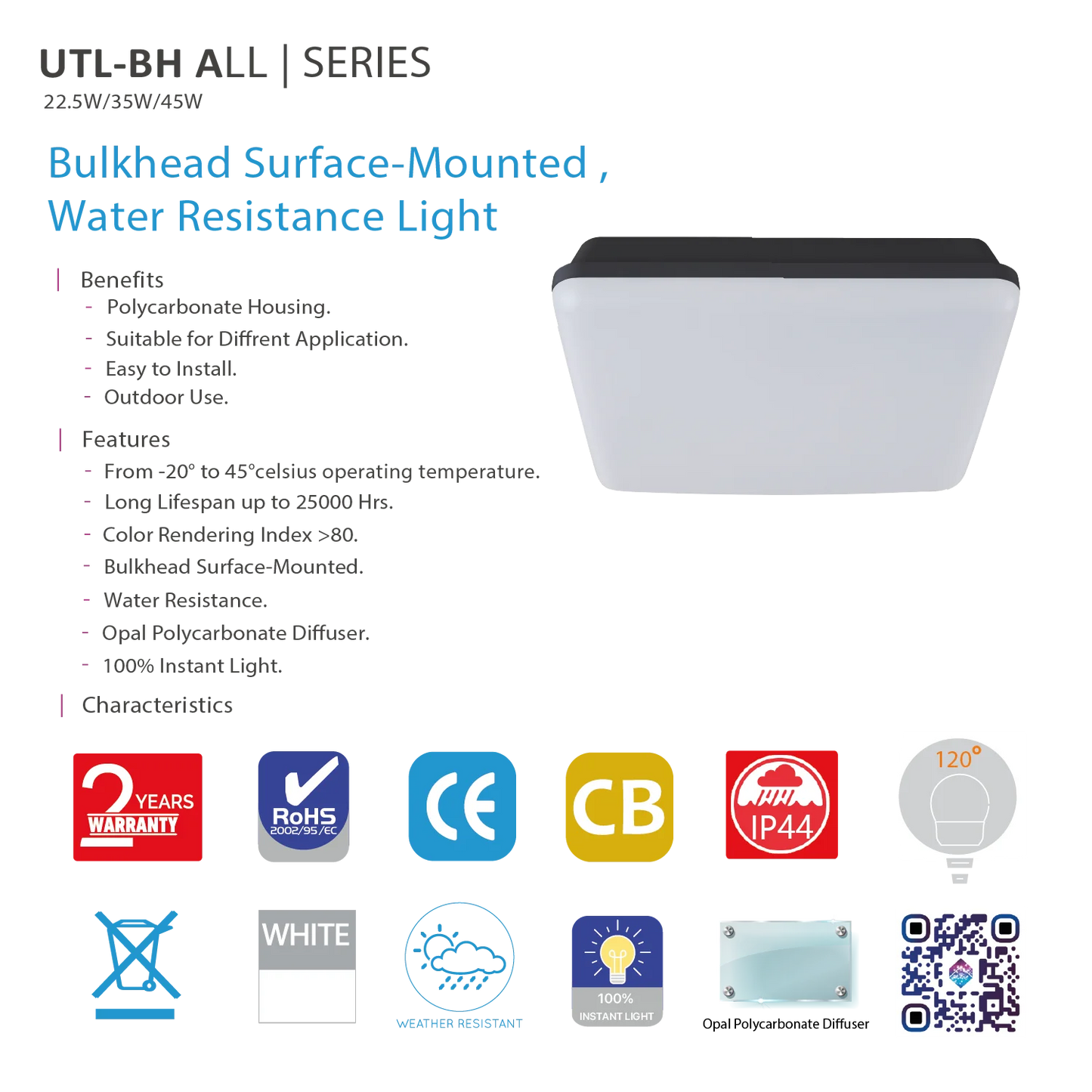 LED Squared Surface Mounted Light – Durable Water-Resistant Lighting (UTL-BH SQ)