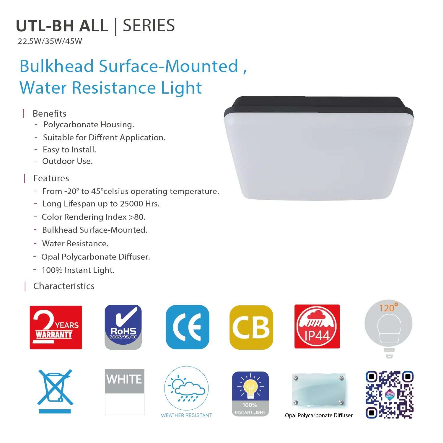 LED Squared Surface Mounted Light – Durable Water-Resistant Lighting (UTL-BH SQ)
