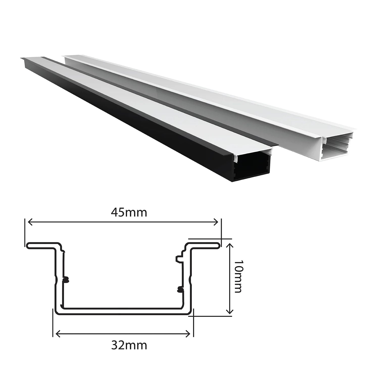 Ultralight Aluminum Profile With Cover 45mm IP20 (XCASL-045010)