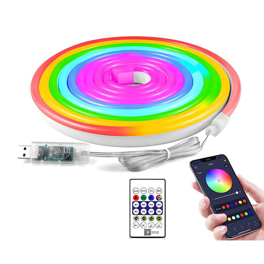 Ultralight USB Neon LED Strip Light with Music Sync & Smart Control – 5M (RGB Flex Light)