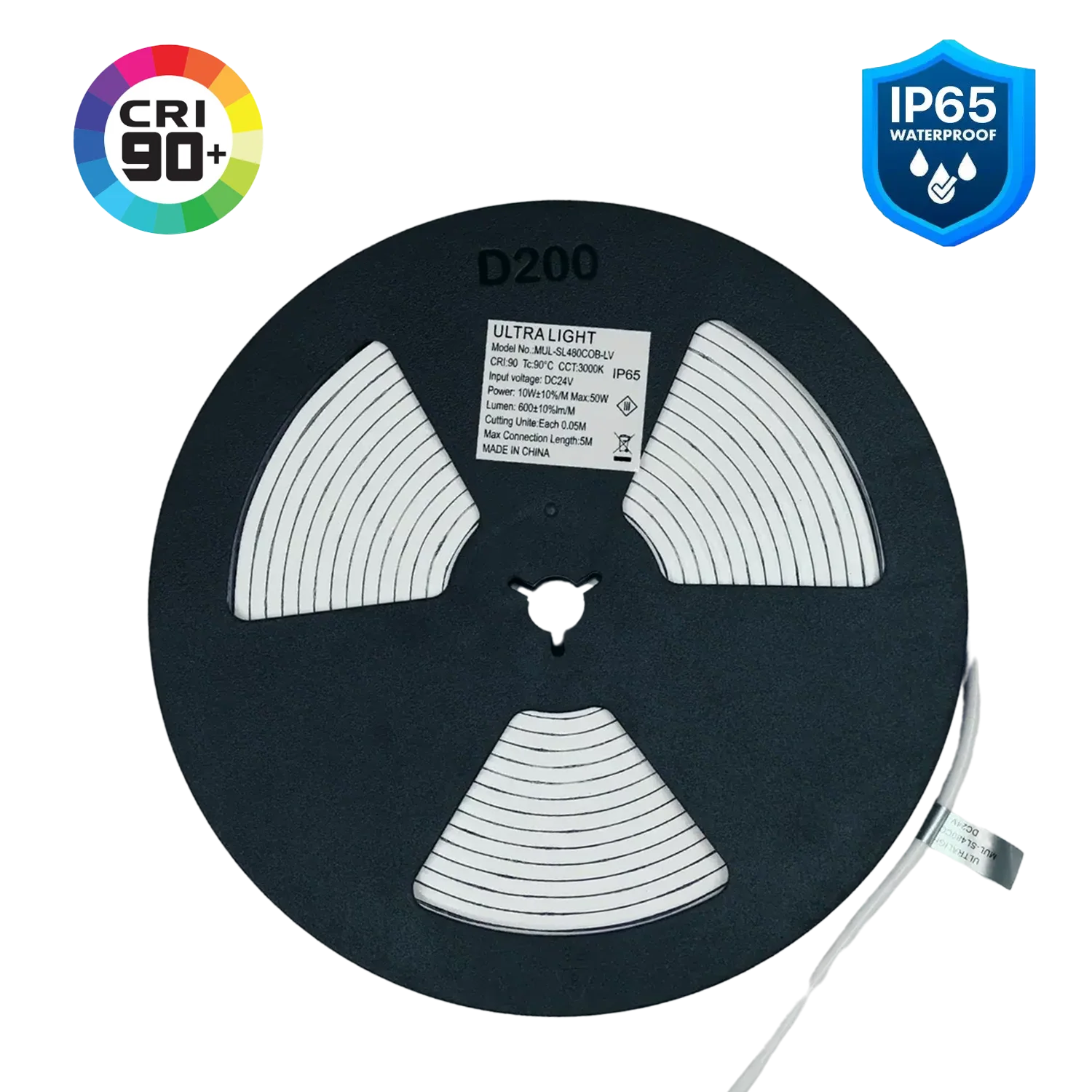 شريط ليد 5 متر COB مقاوم للماء IP65 من الترالايت – إضاءة احترافية خارجية (COB-480P)