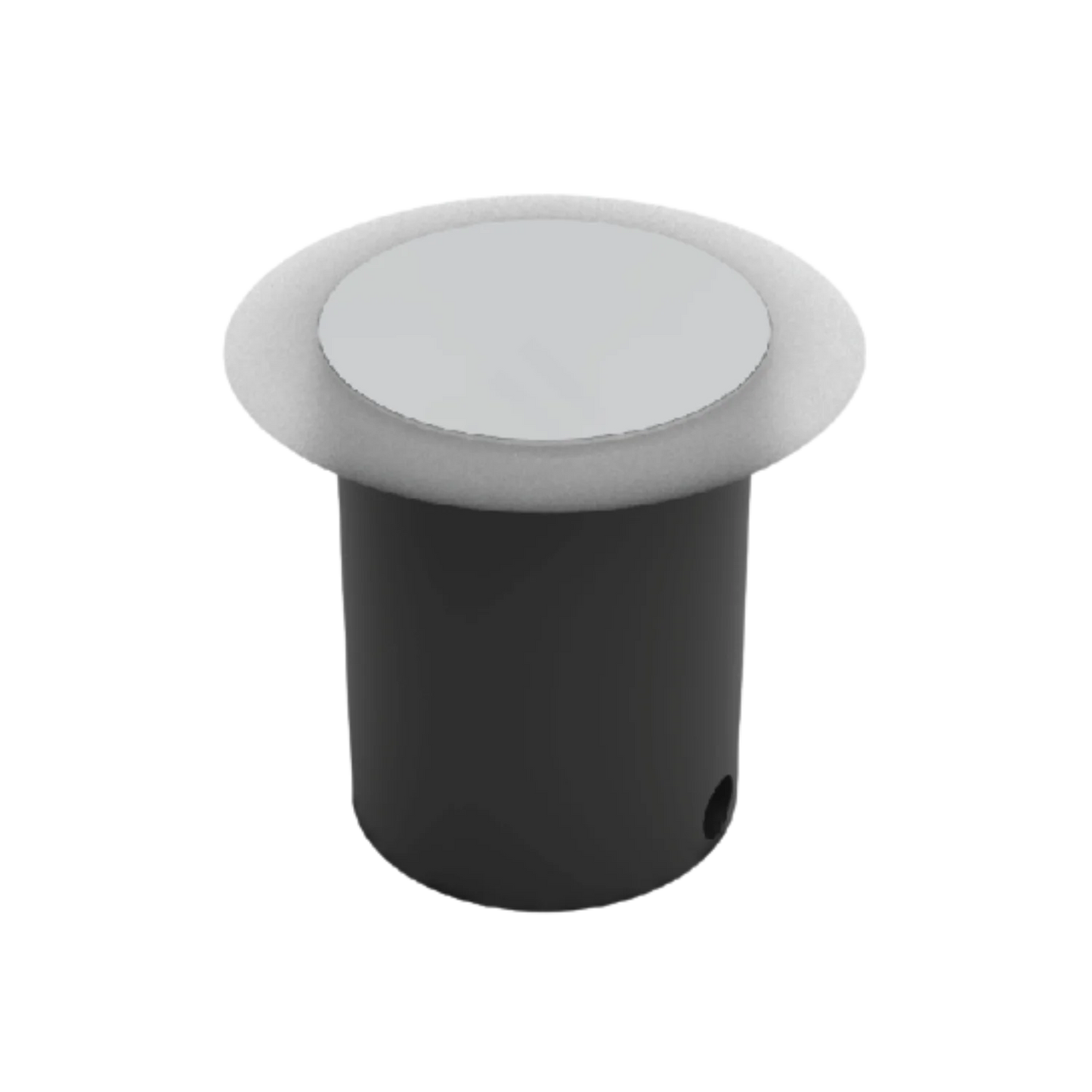 A white Ultralight LED in-ground light with a frosted glass diffuser, showing a modern, sleek design suitable for outdoor lighting.