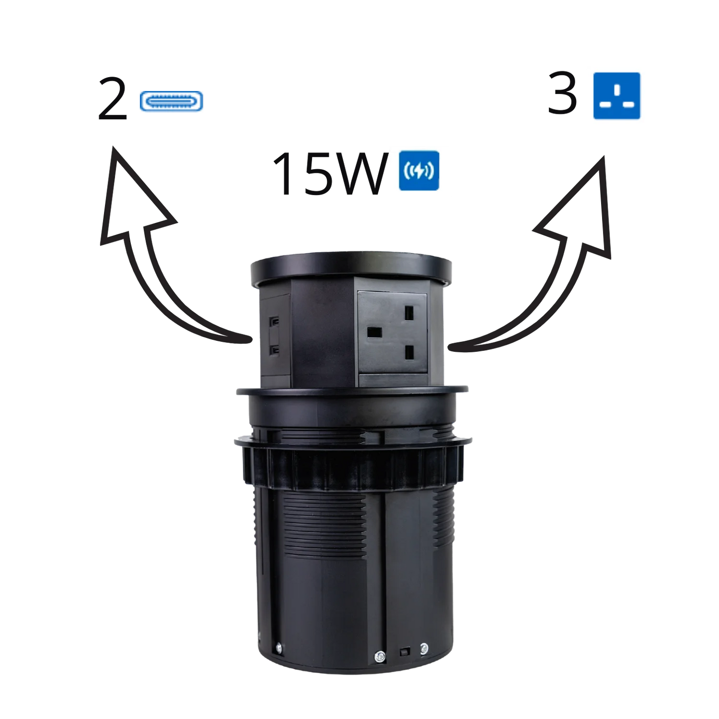 Ultra Light Motorized Desktop Socket with Wireless Charging and Sensor (SJ-01)