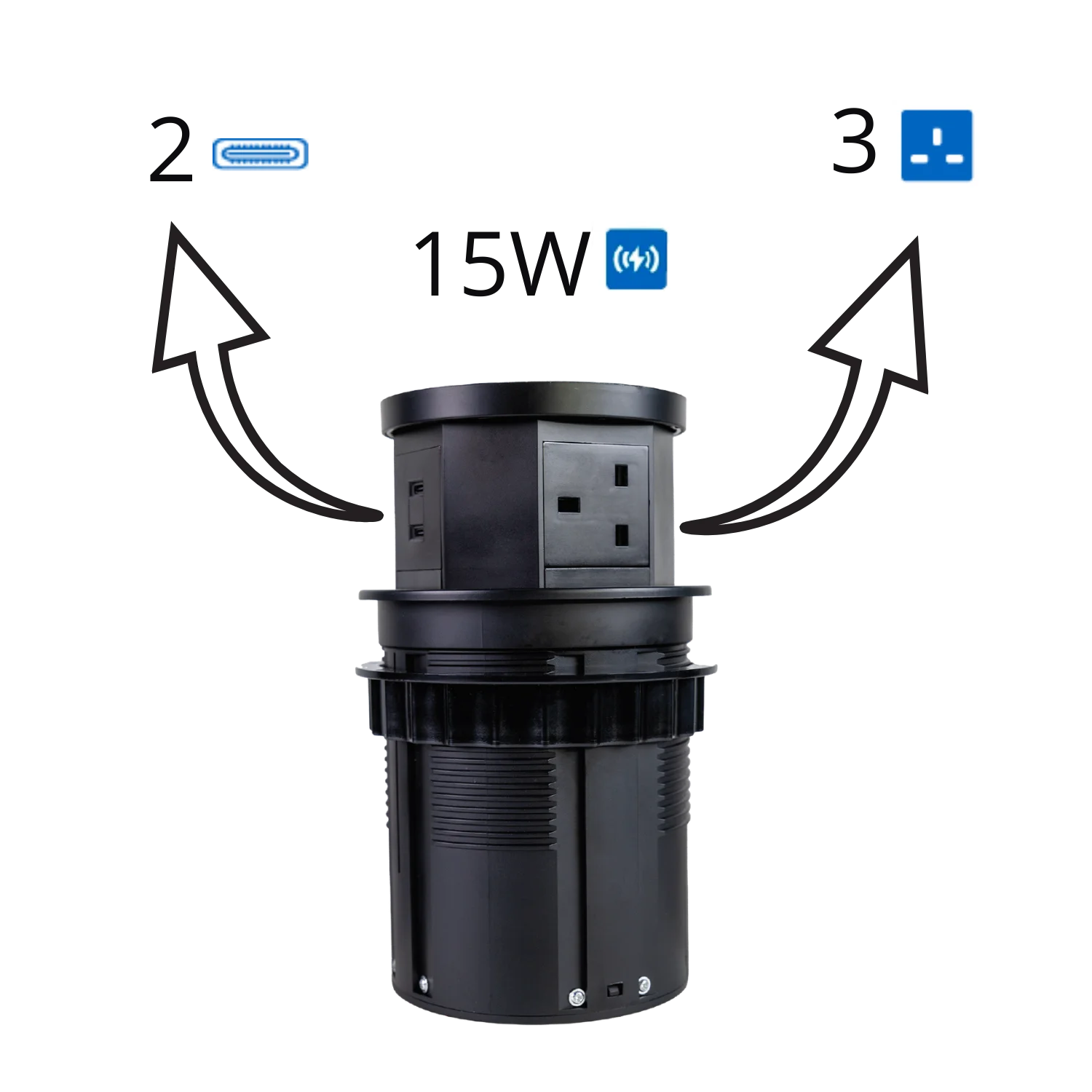 Ultra Light Motorized Desktop Socket with Wireless Charging and Sensor (SJ-01)