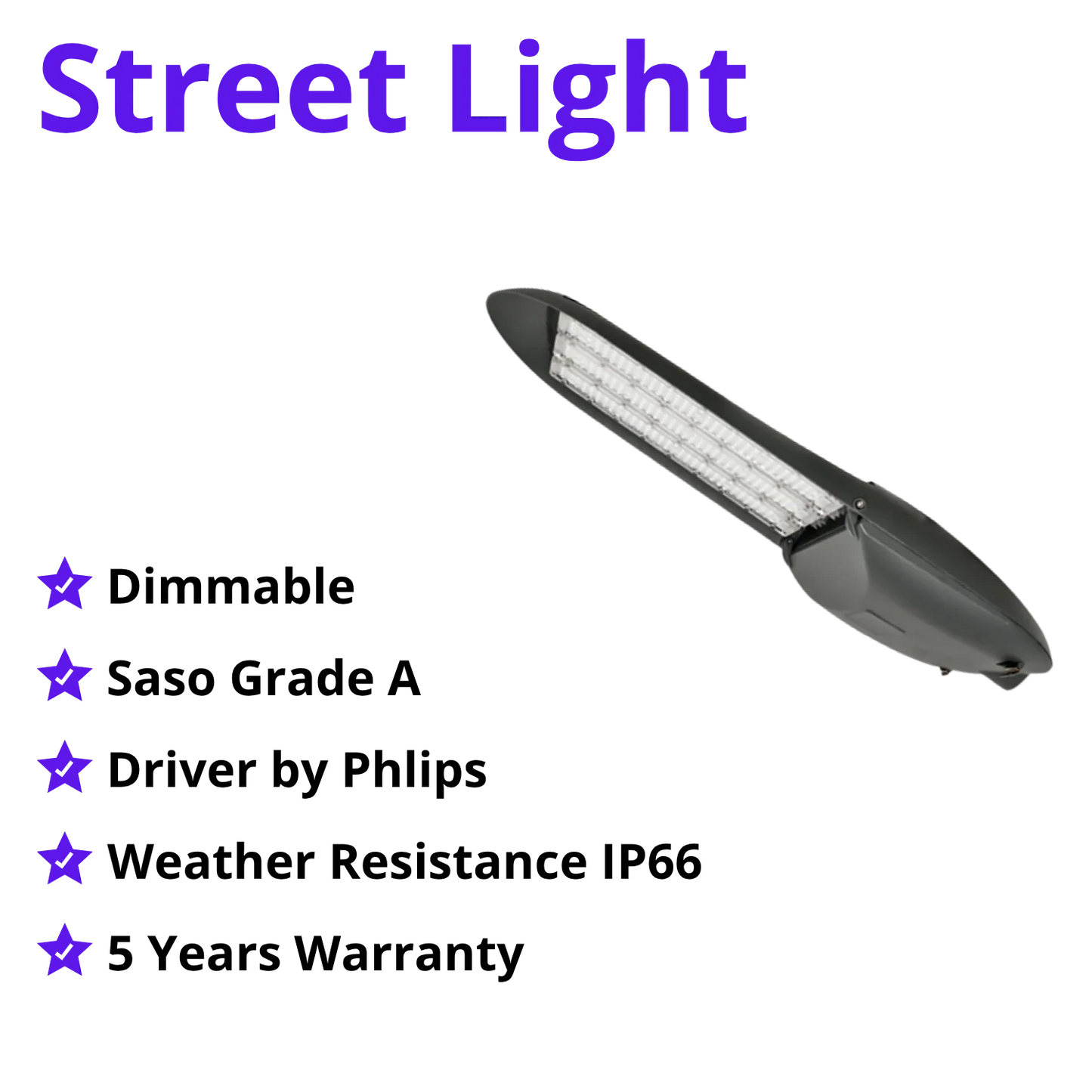 Dimmable LED Street Light 200W-300W – IP66 Outdoor Light with Philips Driver (WL-ST201906)